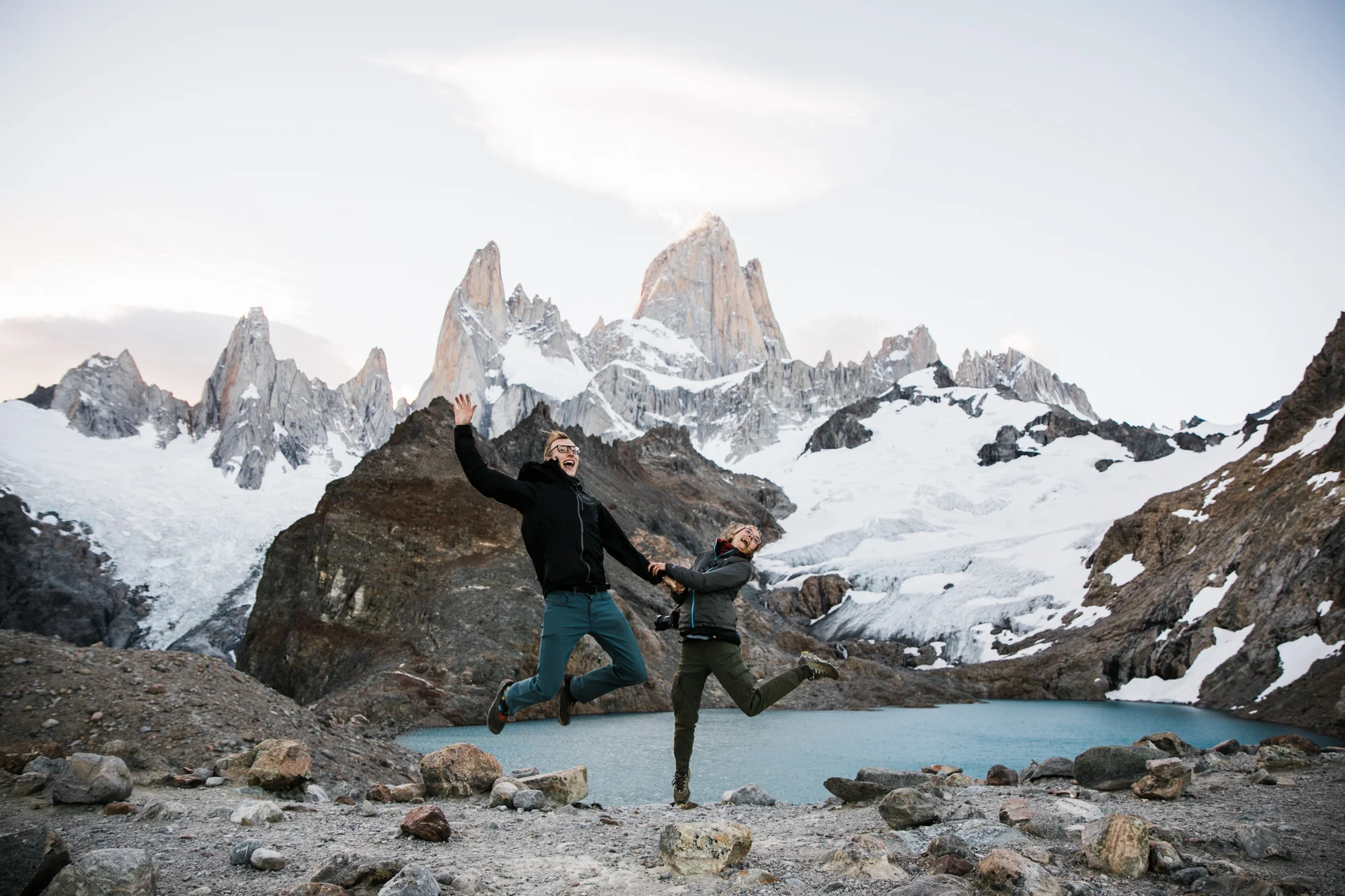 adventure backpacking session near fitz roy | patagonia elopement photographer | argentina wedding photographer | the hearnes adventure photography | www.thehearnes.com
