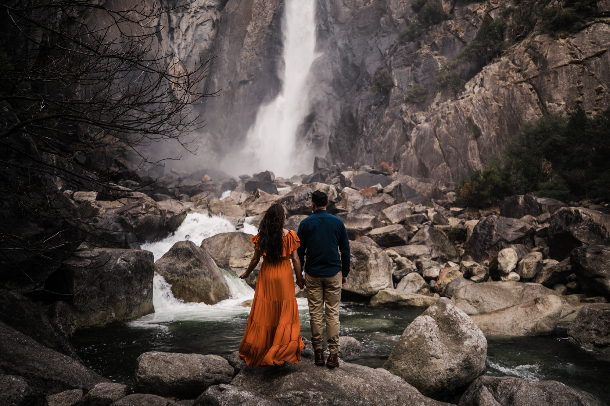 waterfalls + meadows engagement session in yosemite national park | adventurous elopement photographer | the hearnes adventure photography | www.thehearnes.com