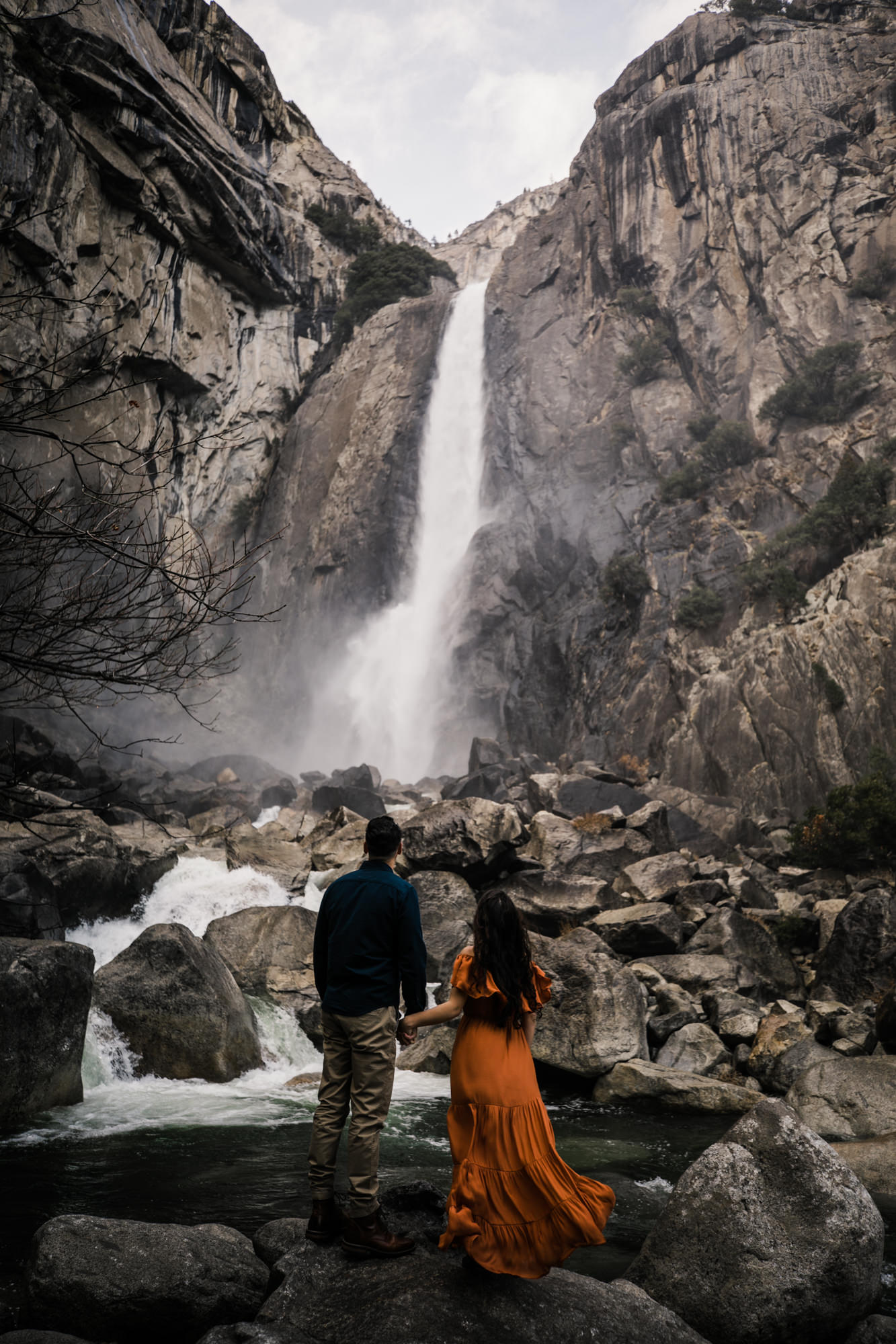 waterfalls + meadows engagement session in yosemite national park | adventurous elopement photographer | the hearnes adventure photography | www.thehearnes.com