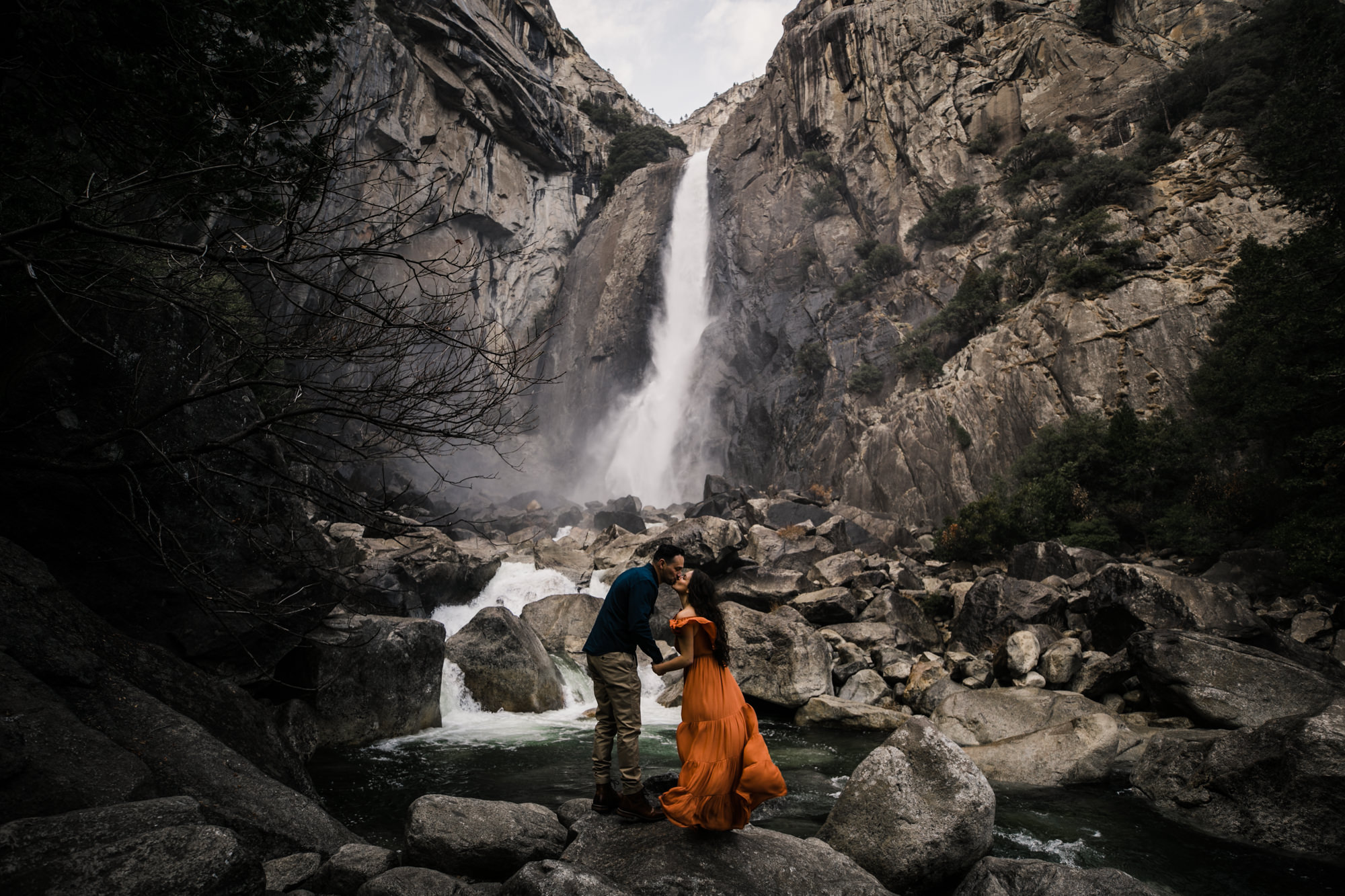 waterfalls + meadows engagement session in yosemite national park | adventurous elopement photographer | the hearnes adventure photography | www.thehearnes.com