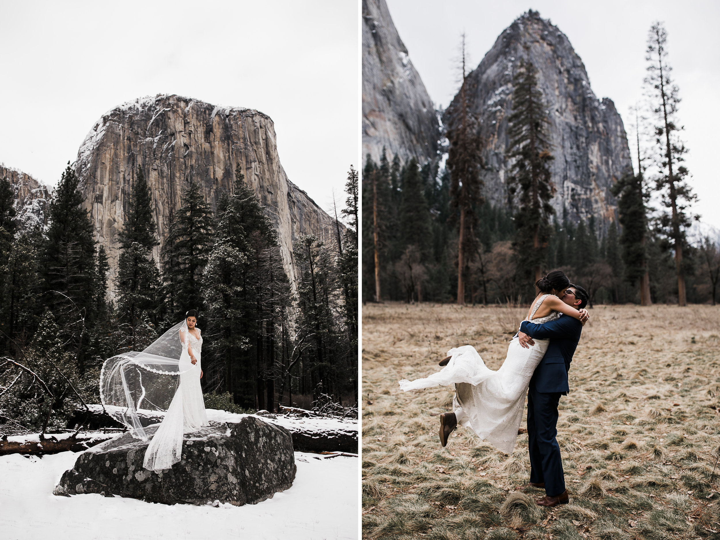 snowy wedding in yosemite national park