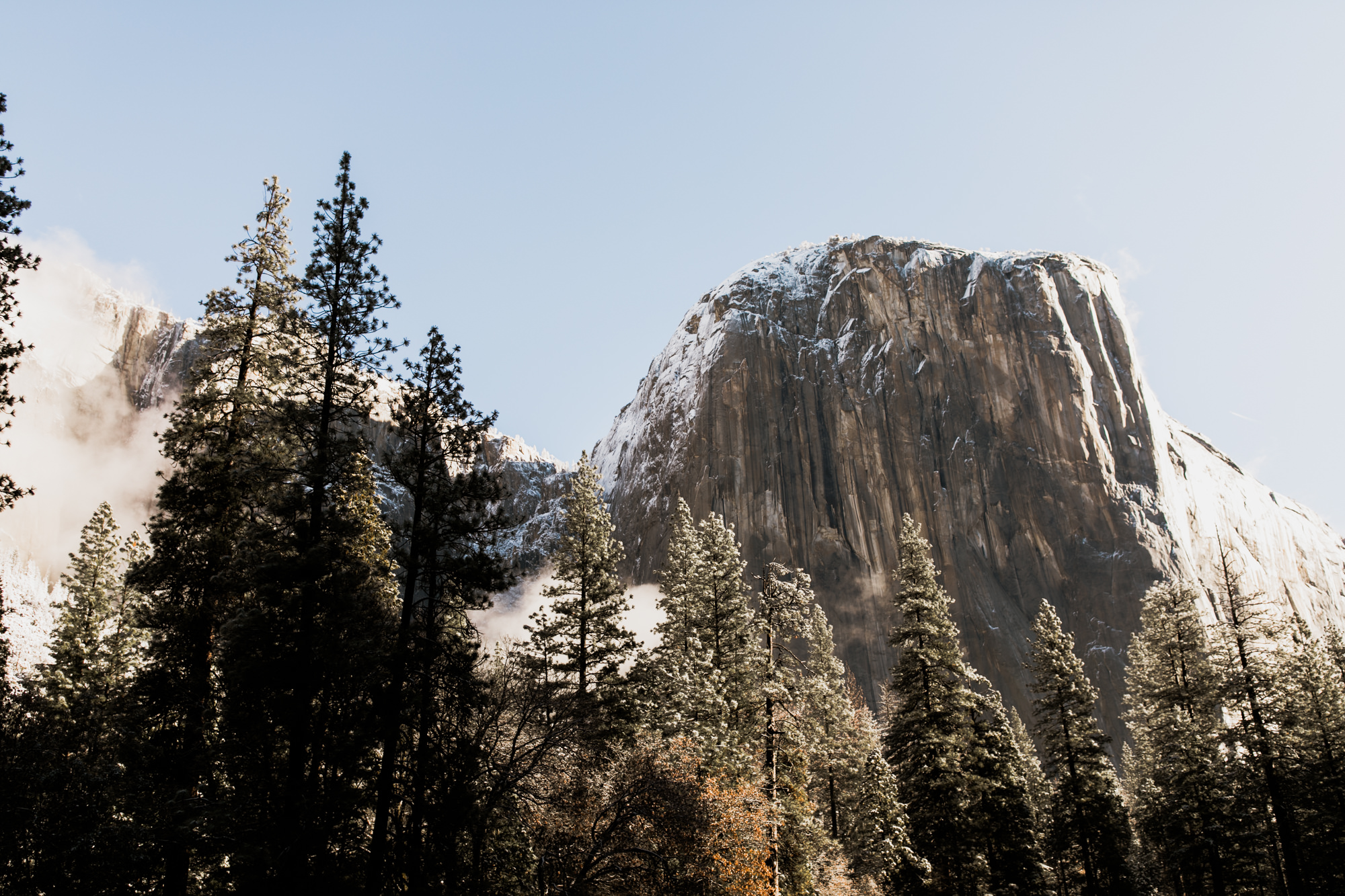 snowy el cap in yosemite on lorilee and ivan's wedding day