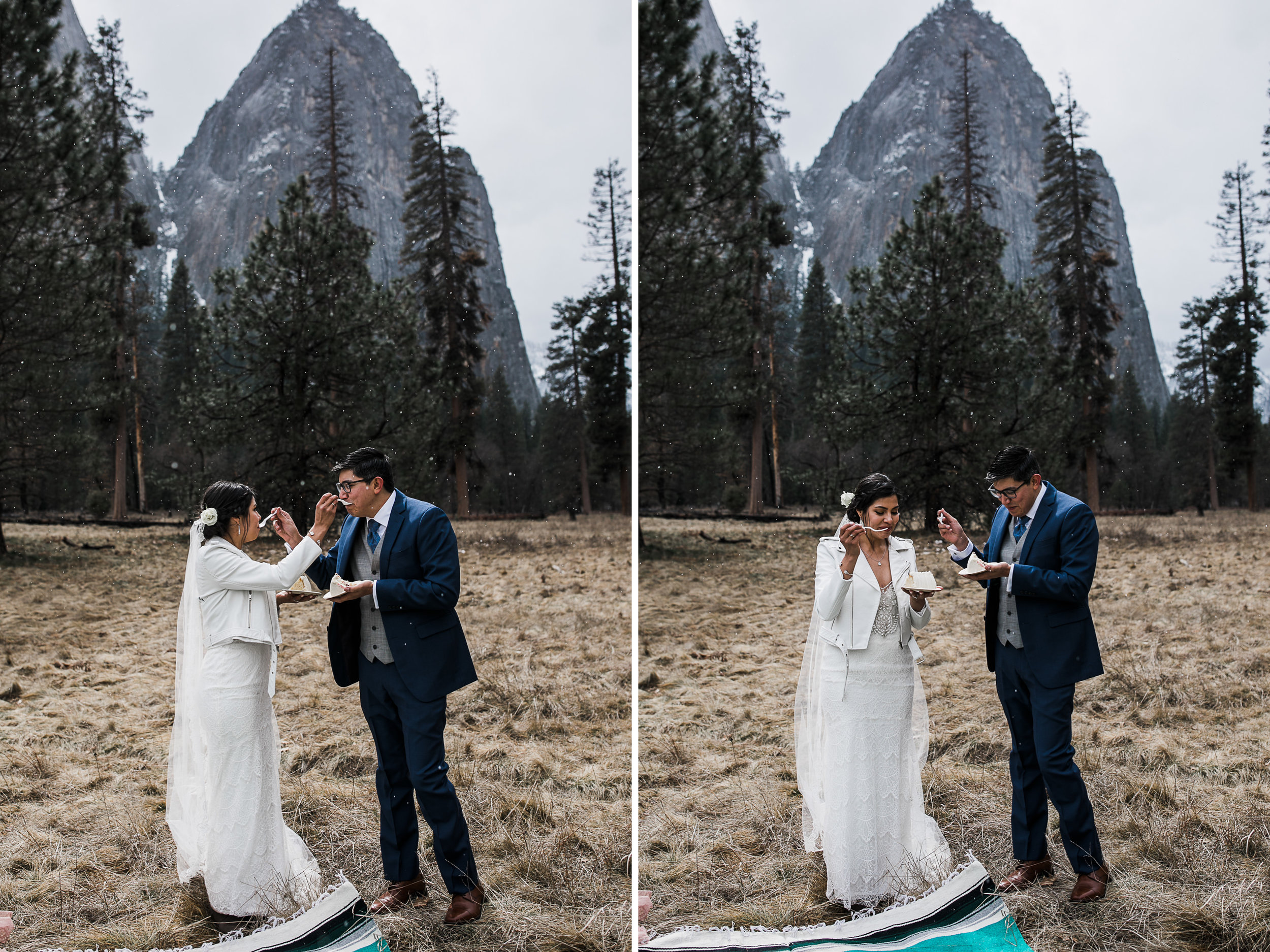 mini wedding cake for an elopement in yosemite