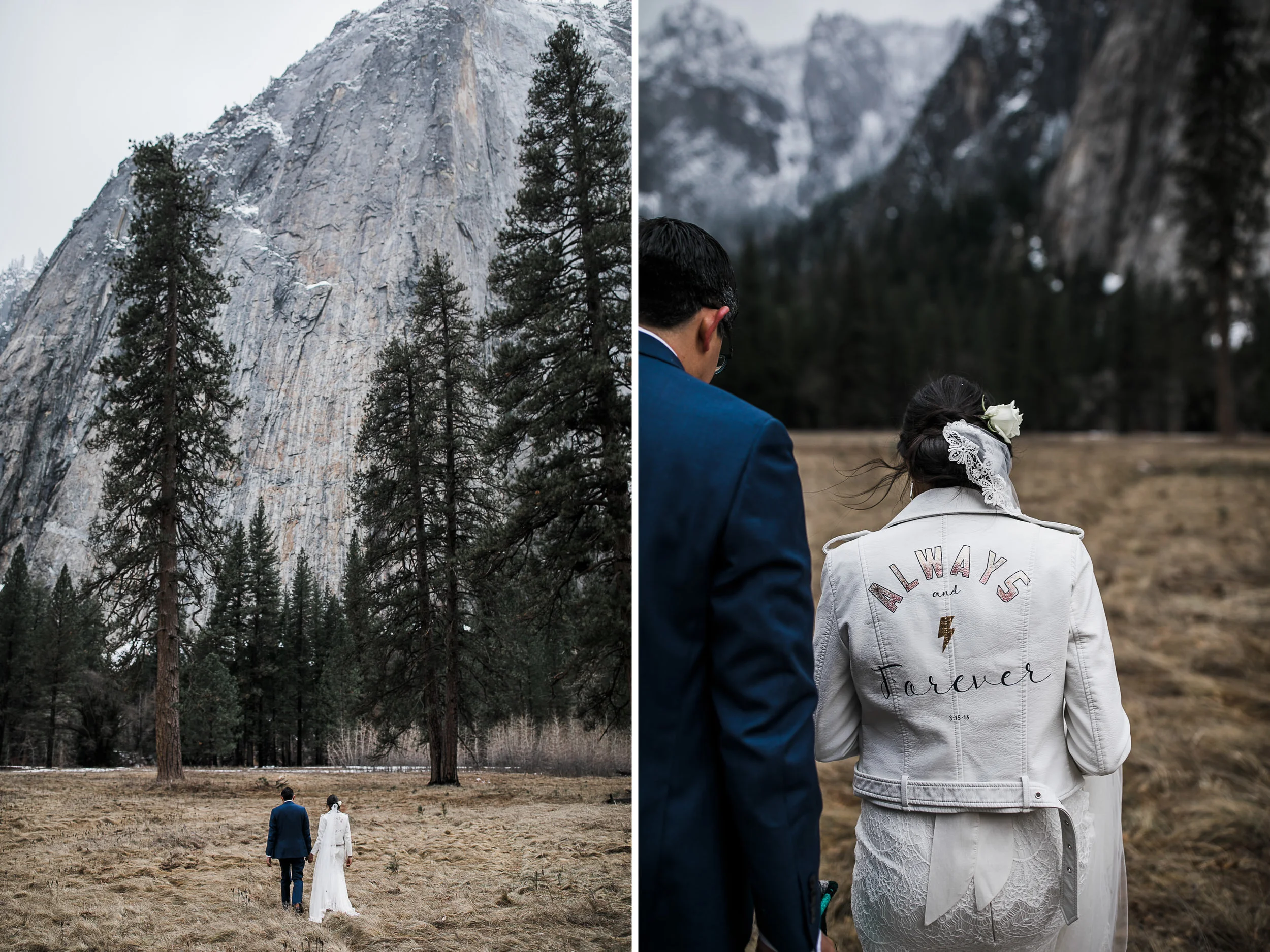 snowy wedding day in yosemite national park