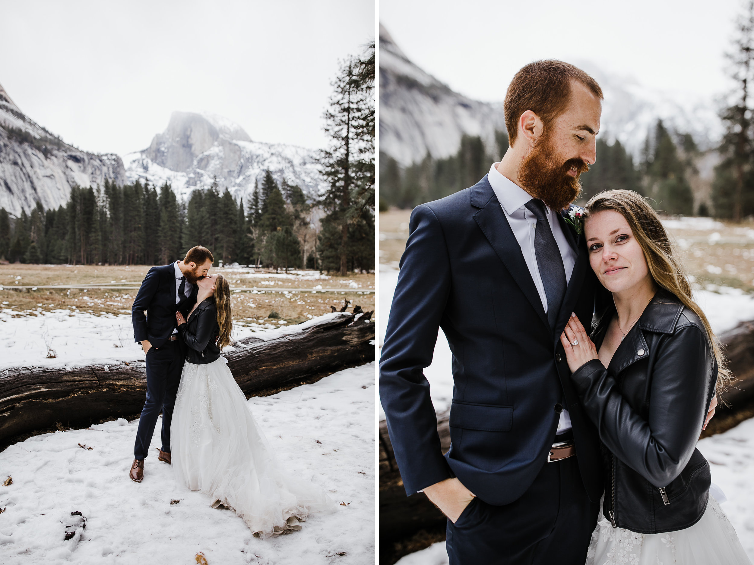 snowy elopement wedding ceremony in yosemite national park | The Hearnes Adventure Photography