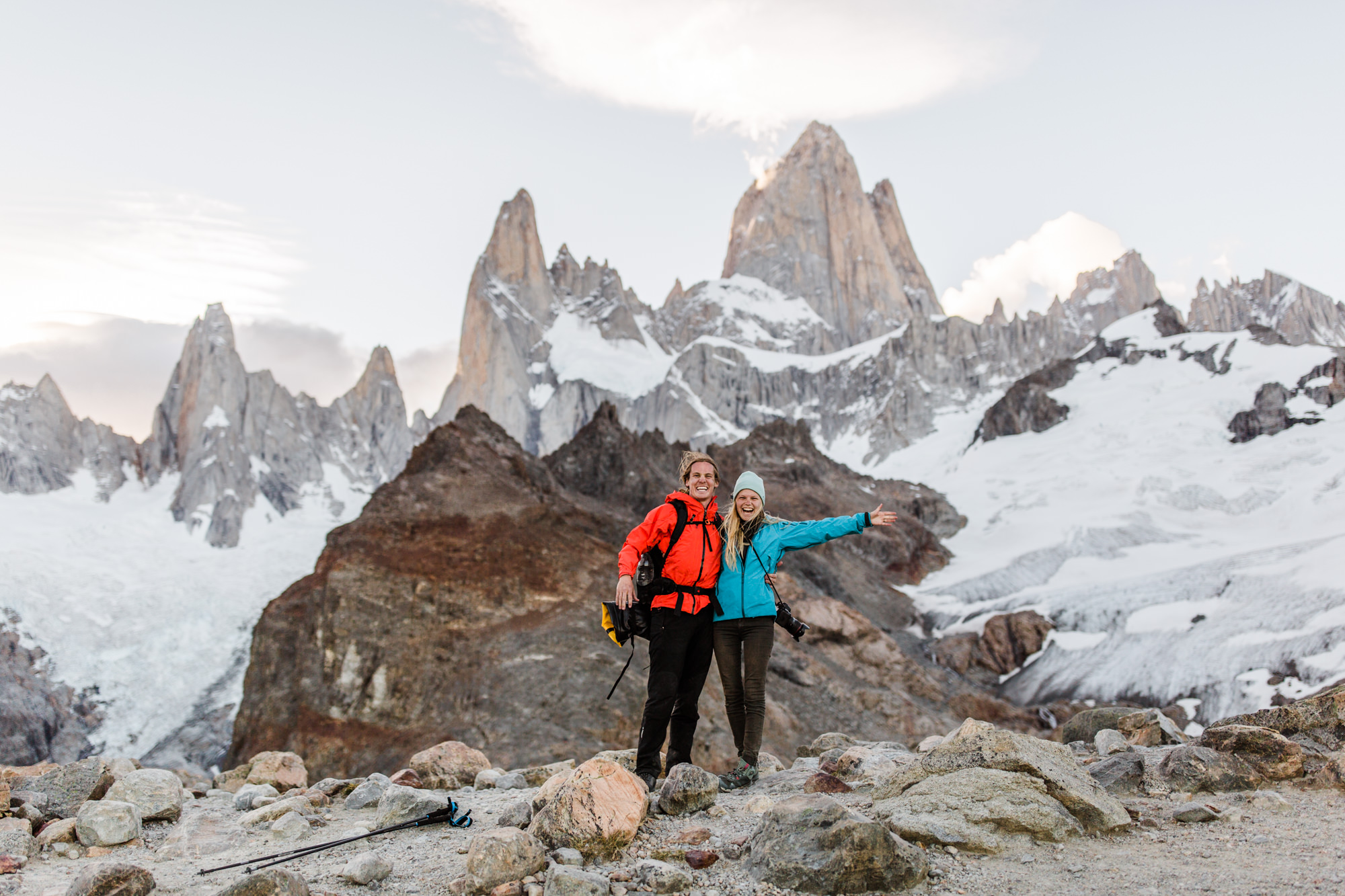 backpacking near Fitz Roy in Patagonia | Camp Poincenot + Lago De Los Tres | adventure elopement inspiration | the hearnes adventure wedding photography