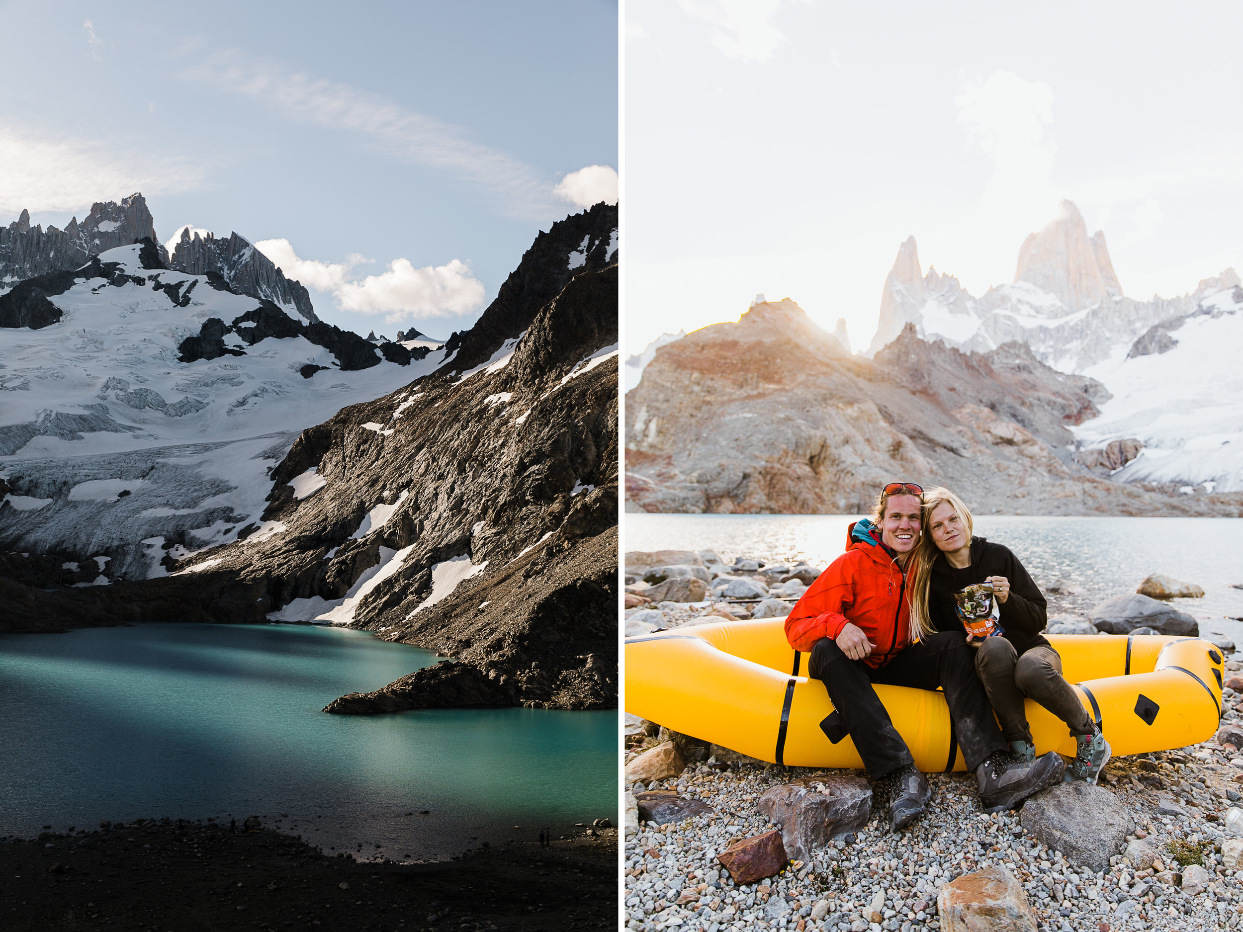 backpacking near Fitz Roy in Patagonia | Camp Poincenot + Lago De Los Tres | adventure elopement inspiration | the hearnes adventure wedding photography