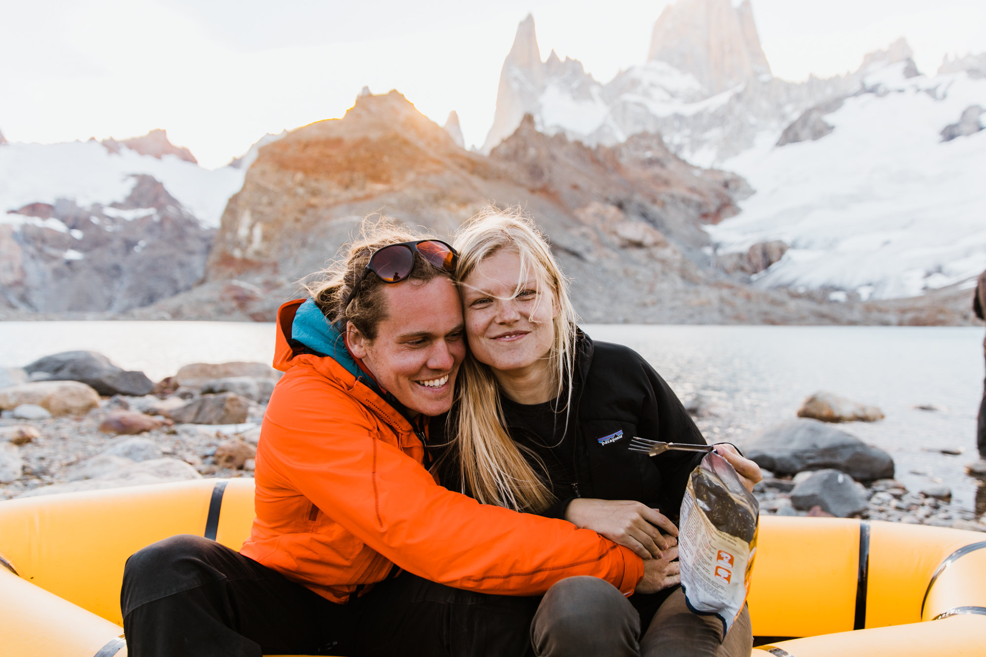 backpacking near Fitz Roy in Patagonia | Camp Poincenot + Lago De Los Tres | adventure elopement inspiration | the hearnes adventure wedding photography