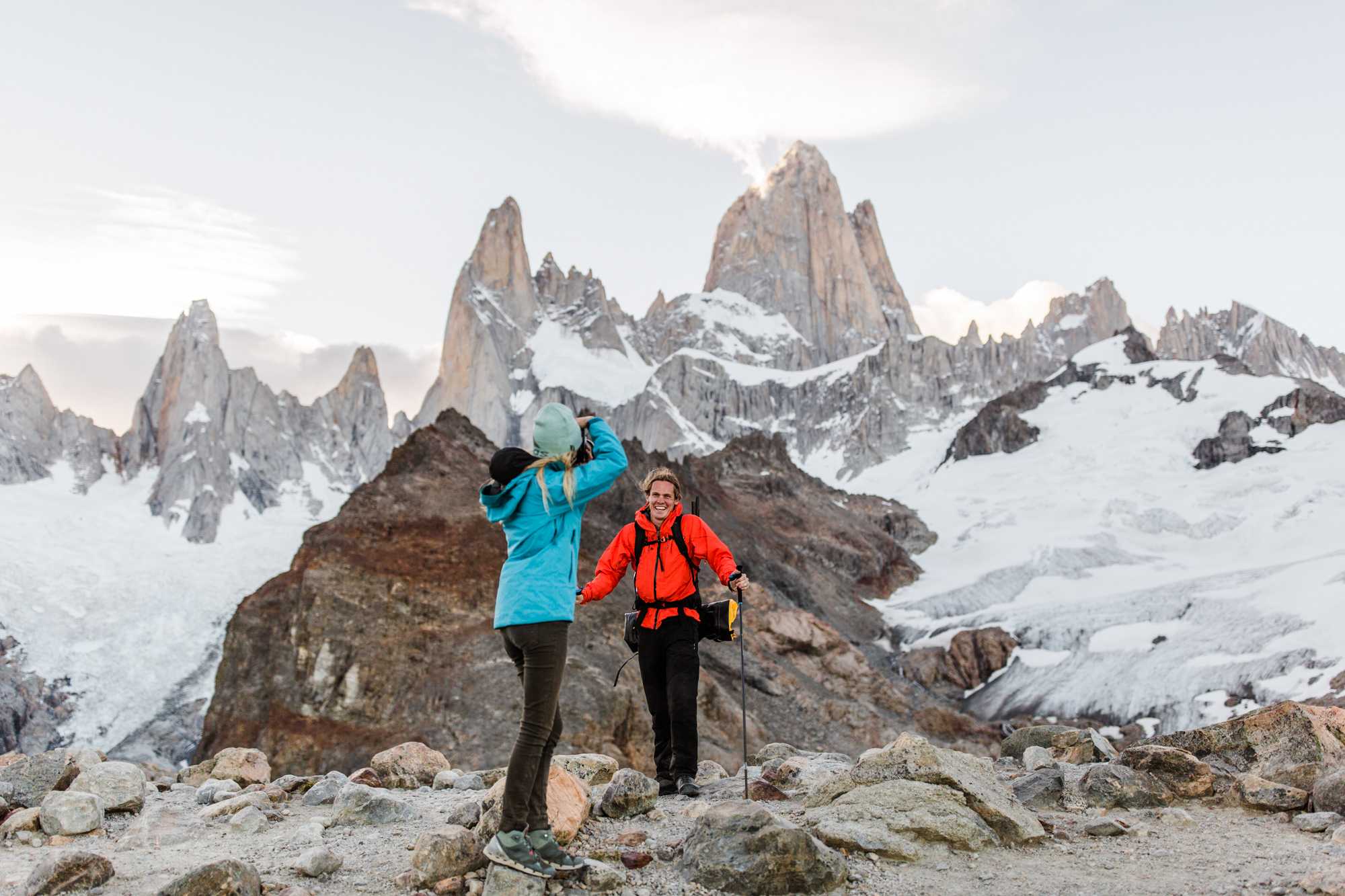 backpacking near Fitz Roy in Patagonia | Camp Poincenot + Lago De Los Tres | adventure elopement inspiration | the hearnes adventure wedding photography