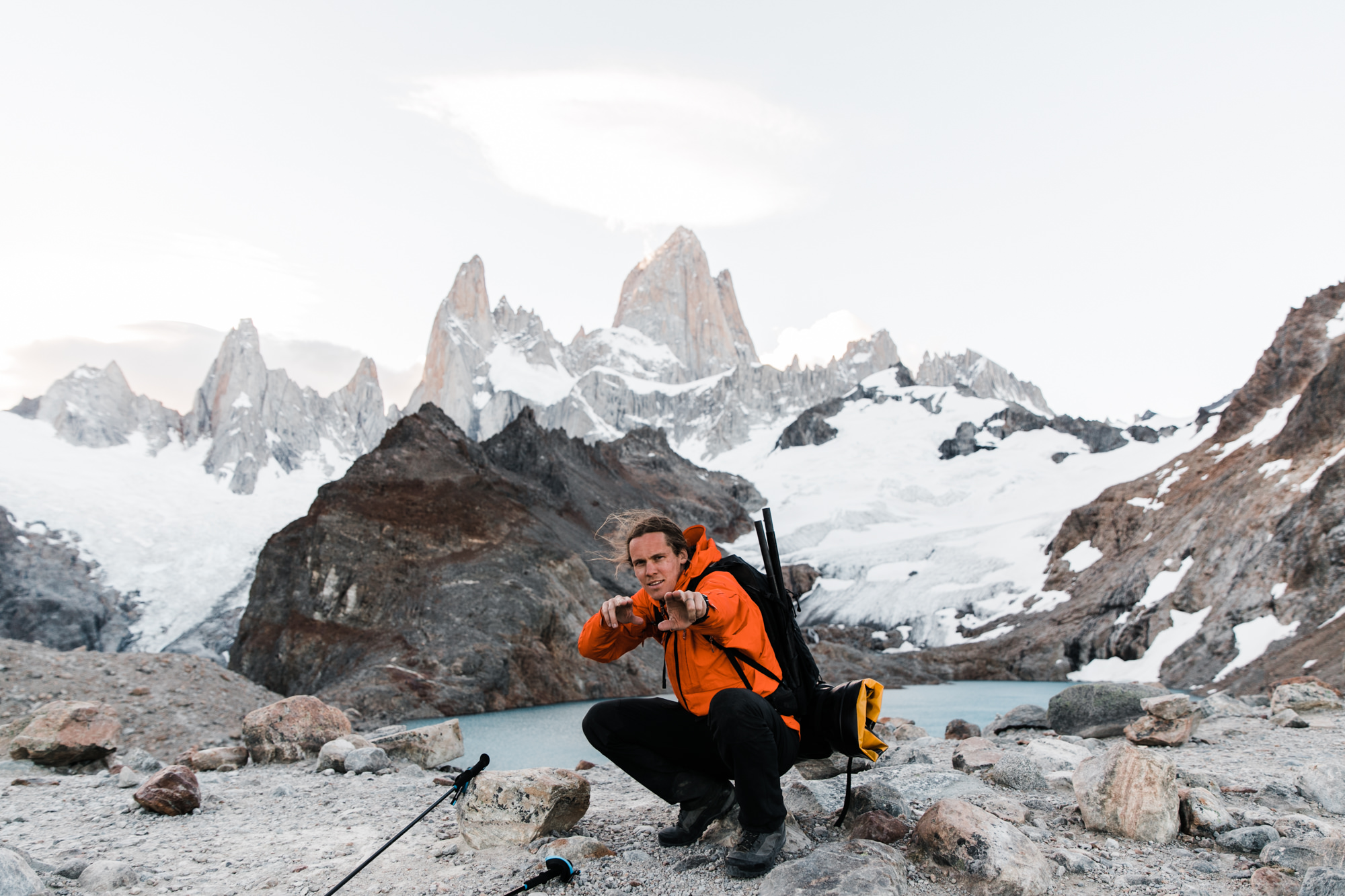 backpacking near Fitz Roy in Patagonia | Camp Poincenot + Lago De Los Tres | adventure elopement inspiration | the hearnes adventure wedding photography