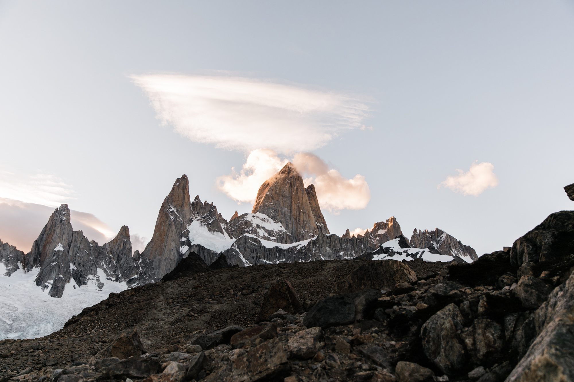 backpacking near Fitz Roy in Patagonia | Camp Poincenot + Lago De Los Tres | adventure elopement inspiration | the hearnes adventure wedding photography