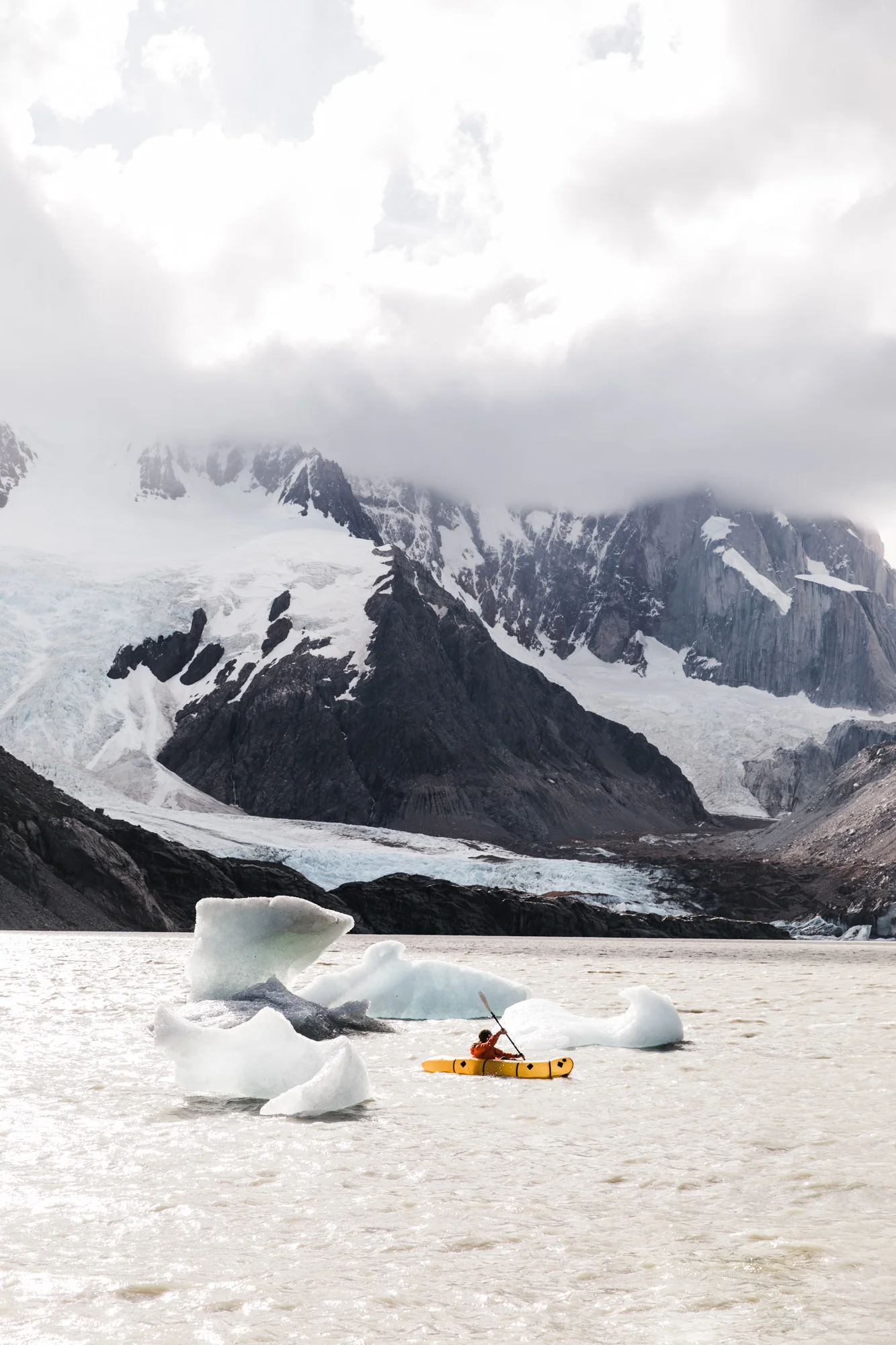 backpacking near cerro torre in Patagonia | campo de augostini + lago torre iceberg lagoon | adventure elopement inspiration | the hearnes adventure photography