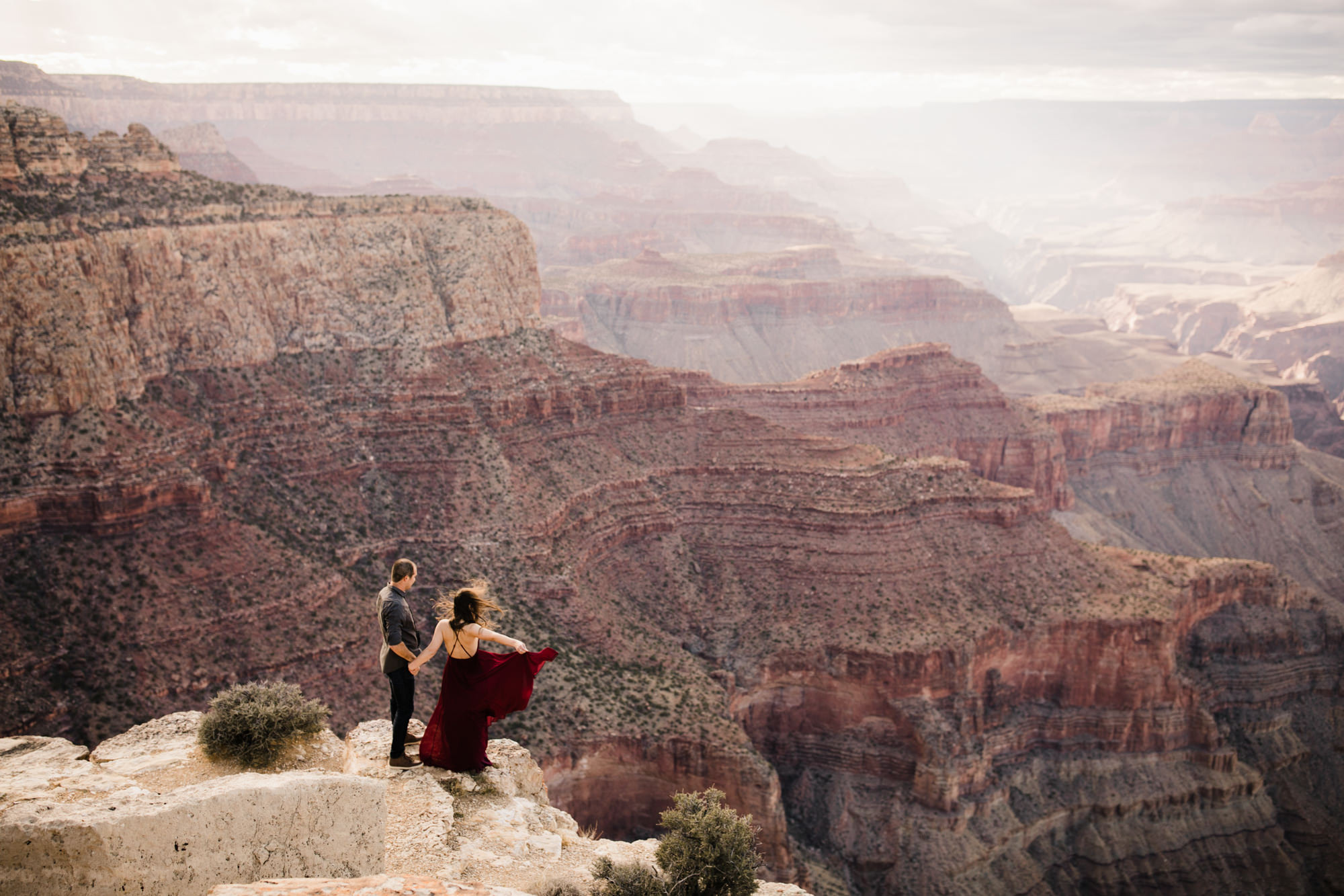 alex + stephen's grand canyon national park engagement session | desert elopement inspiration | weddings in national parks | the hearnes adventure photography | www.thehearnes.com