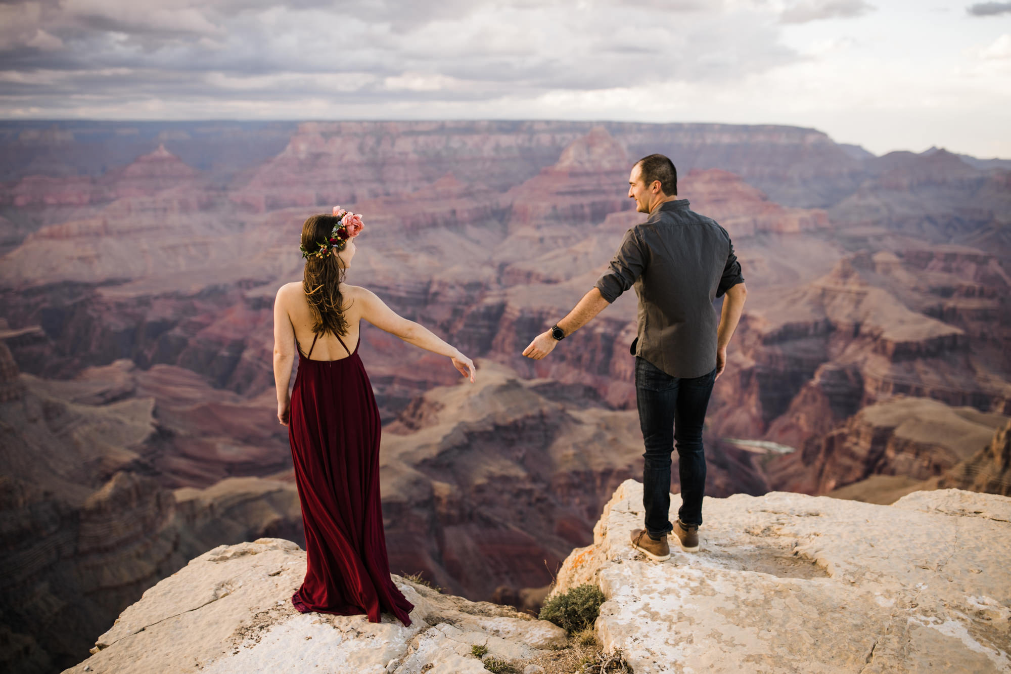 alex + stephen's grand canyon national park engagement session | desert elopement inspiration | weddings in national parks | the hearnes adventure photography | www.thehearnes.com