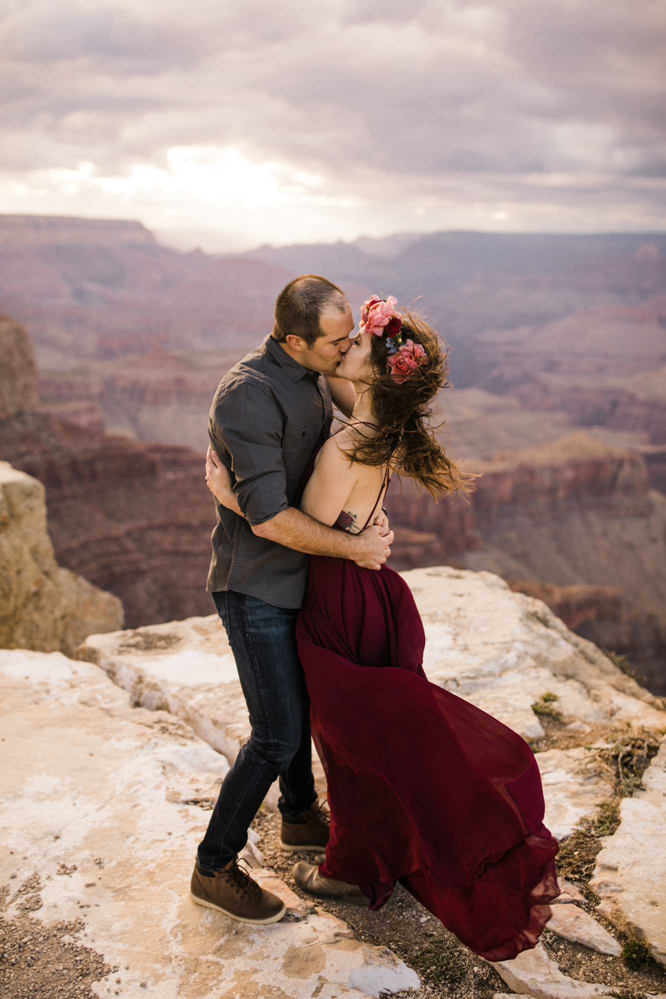 alex + stephen's grand canyon national park engagement session | desert elopement inspiration | weddings in national parks | the hearnes adventure photography | www.thehearnes.com