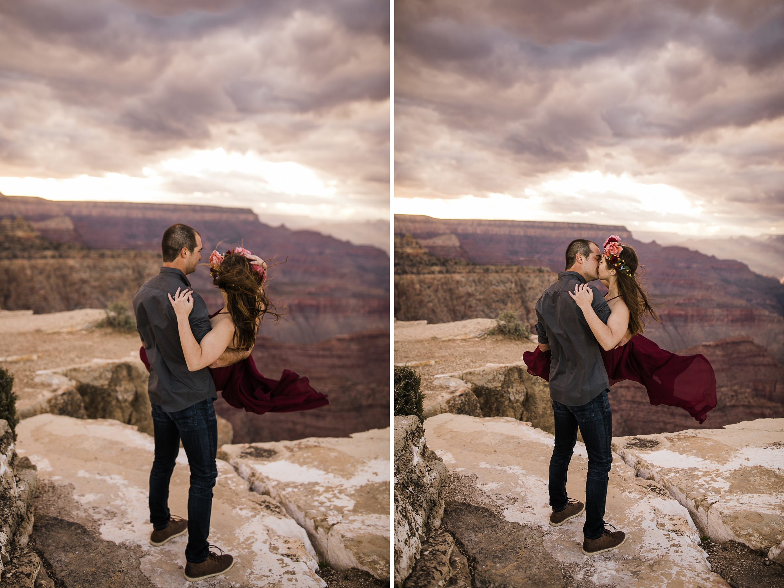 alex + stephen's grand canyon national park engagement session | desert elopement inspiration | weddings in national parks | the hearnes adventure photography | www.thehearnes.com