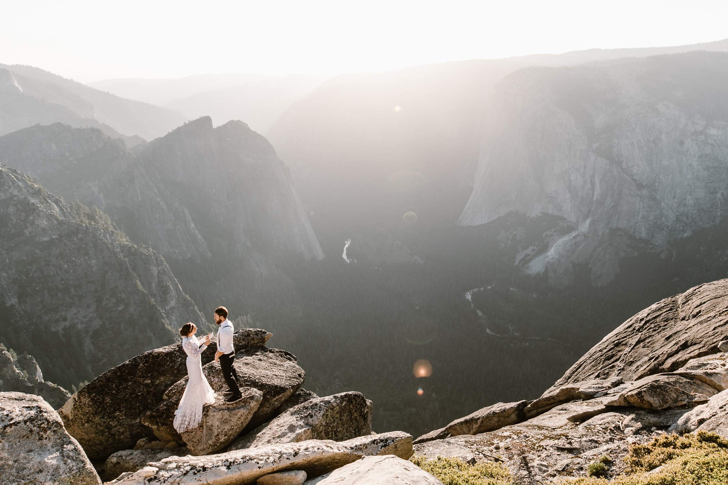 destination elopement in yosemite valley | adventure wedding portraits + romantic vows on a cliffside | national park elopement photographer | the hearnes adventure photography