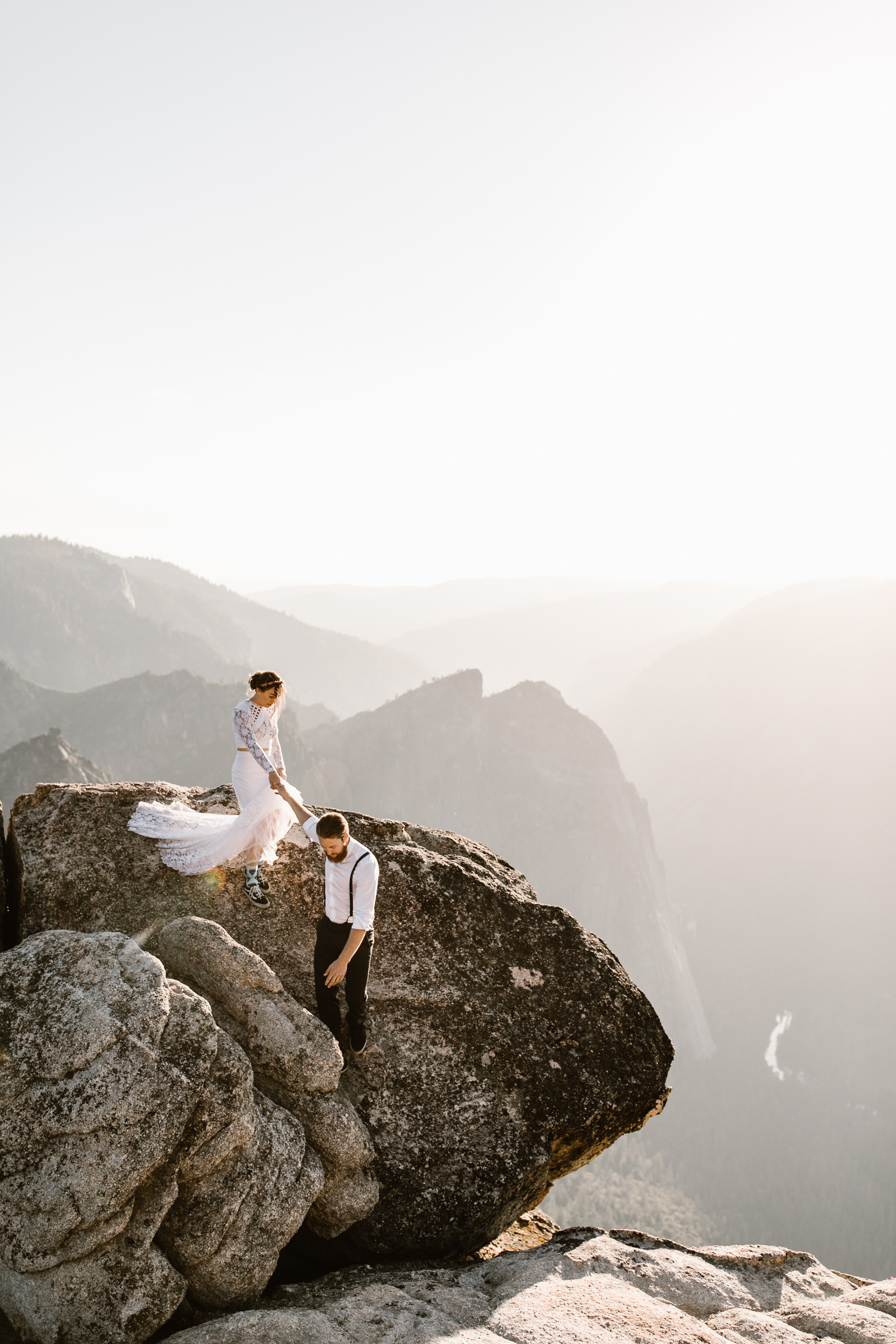 destination elopement in yosemite valley | adventure wedding portraits + romantic vows on a cliffside | national park elopement photographer | the hearnes adventure photography