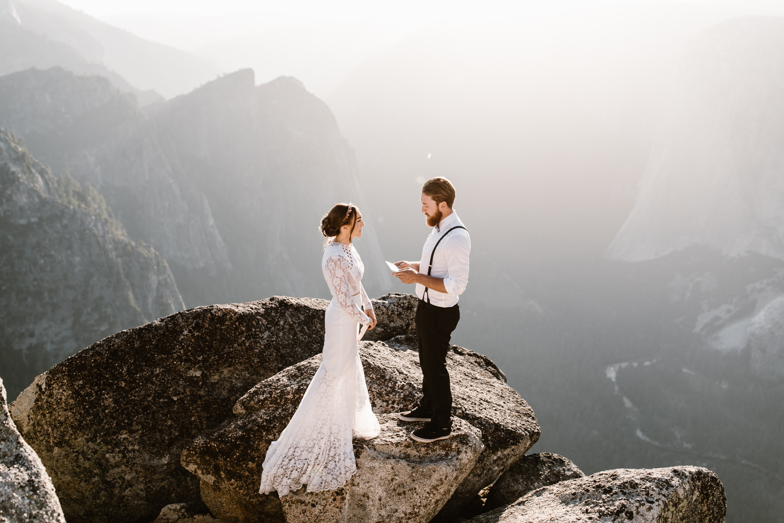 destination elopement in yosemite valley | adventure wedding portraits + romantic vows on a cliffside | national park elopement photographer | the hearnes adventure photography