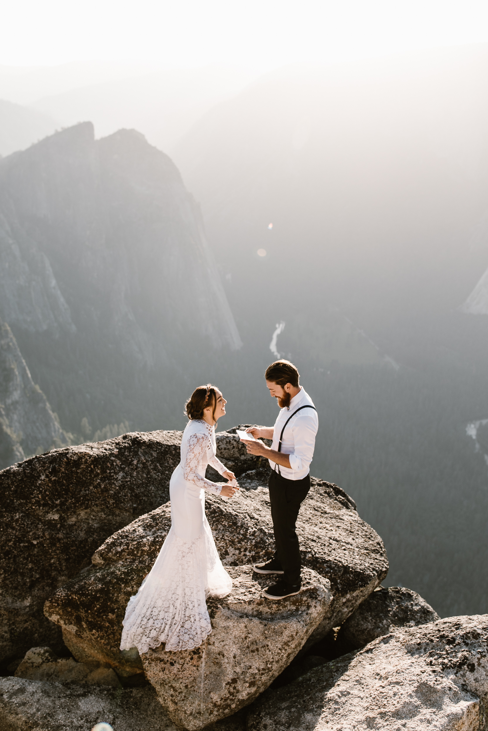 destination elopement in yosemite valley | adventure wedding portraits + romantic vows on a cliffside | national park elopement photographer | the hearnes adventure photography