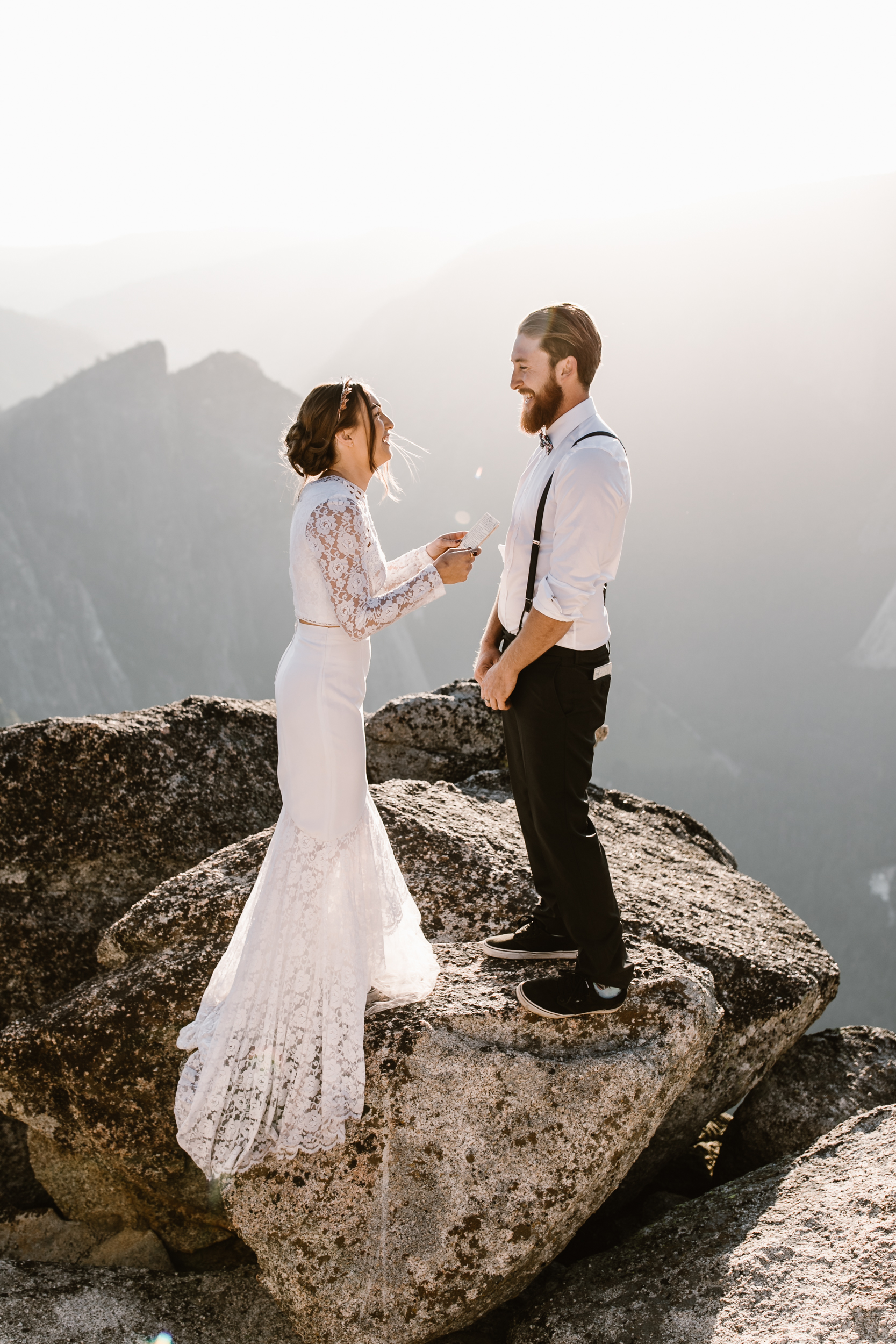 destination elopement in yosemite valley | adventure wedding portraits + romantic vows on a cliffside | national park elopement photographer | the hearnes adventure photography