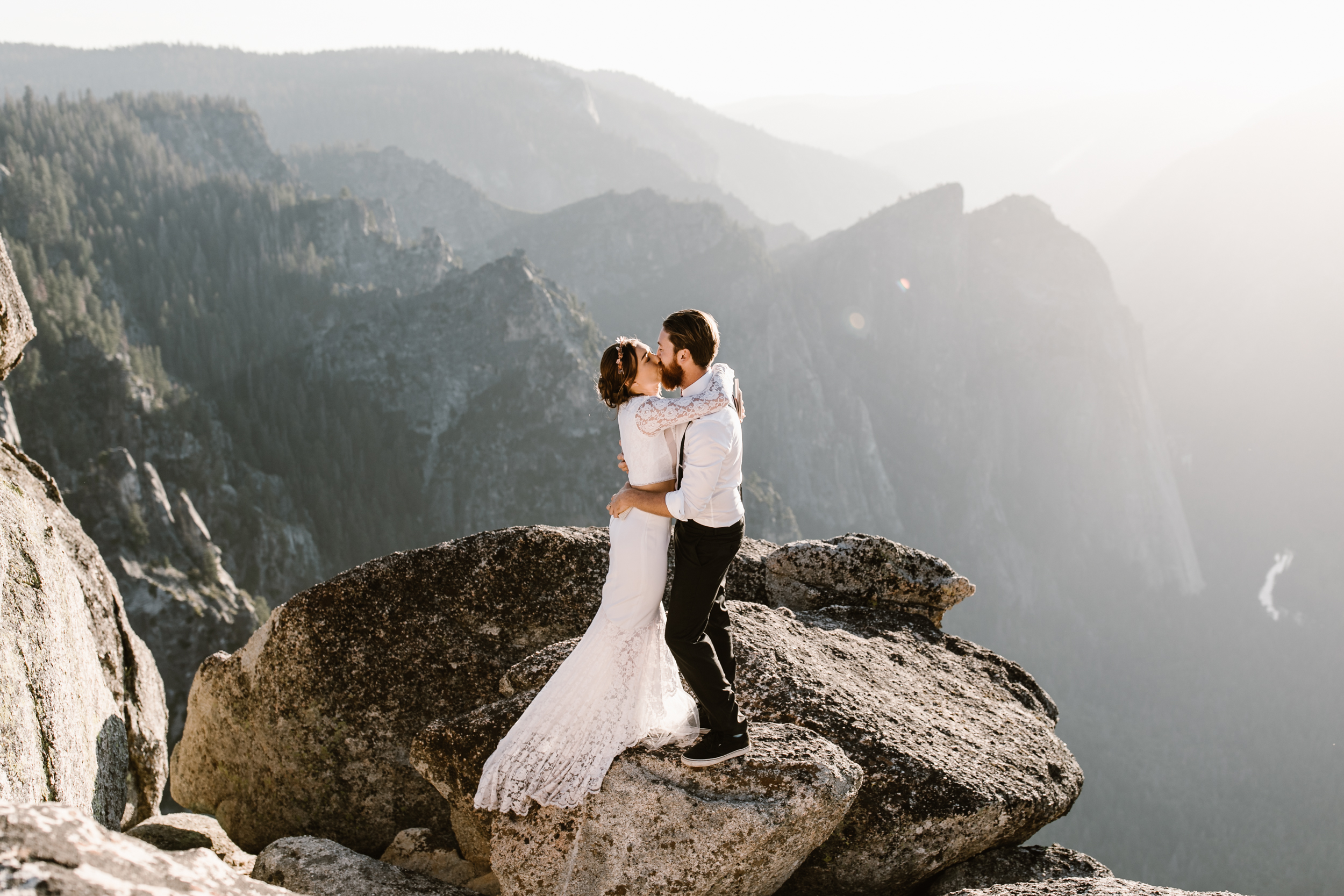 destination elopement in yosemite valley | adventure wedding portraits + romantic vows on a cliffside | national park elopement photographer | the hearnes adventure photography