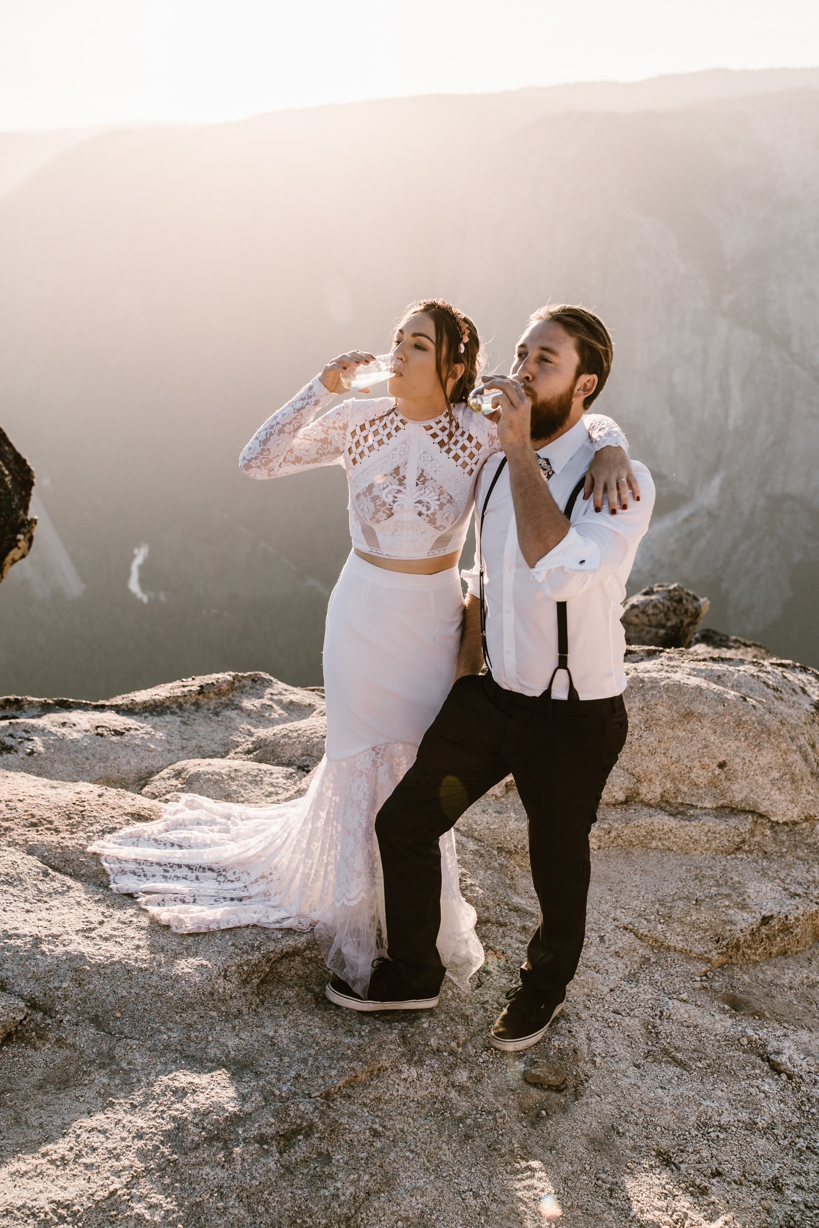 destination elopement in yosemite valley | adventure wedding portraits + romantic vows on a cliffside | national park elopement photographer | the hearnes adventure photography