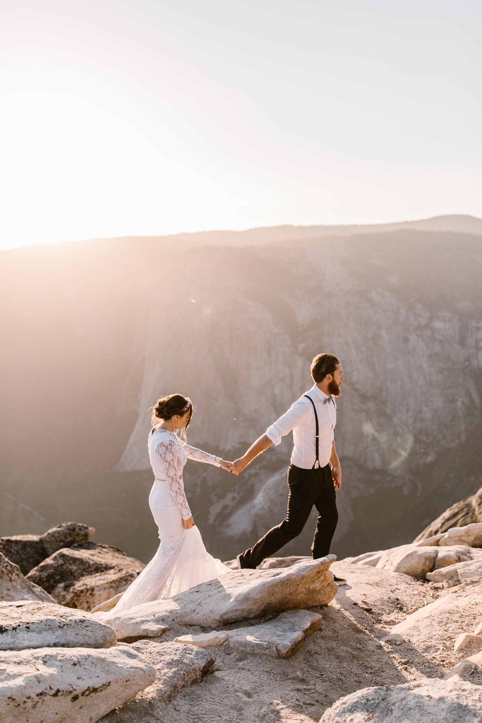 destination elopement in yosemite valley | adventure wedding portraits + romantic vows on a cliffside | national park elopement photographer | the hearnes adventure photography