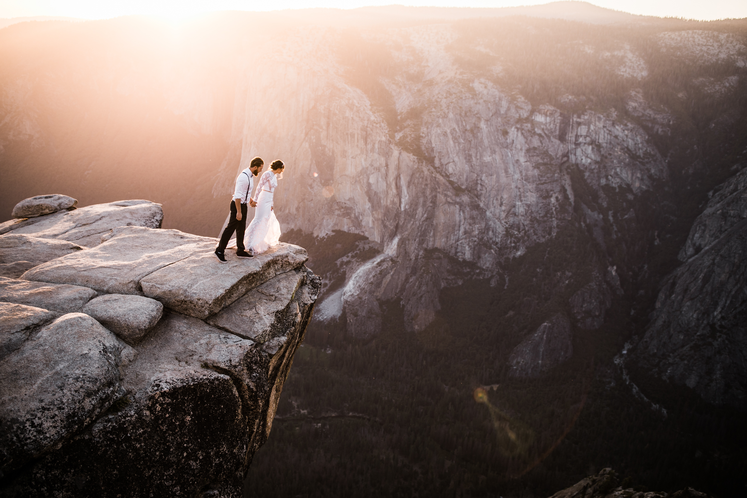 destination elopement in yosemite valley | adventure wedding portraits + romantic vows on a cliffside | national park elopement photographer | the hearnes adventure photography