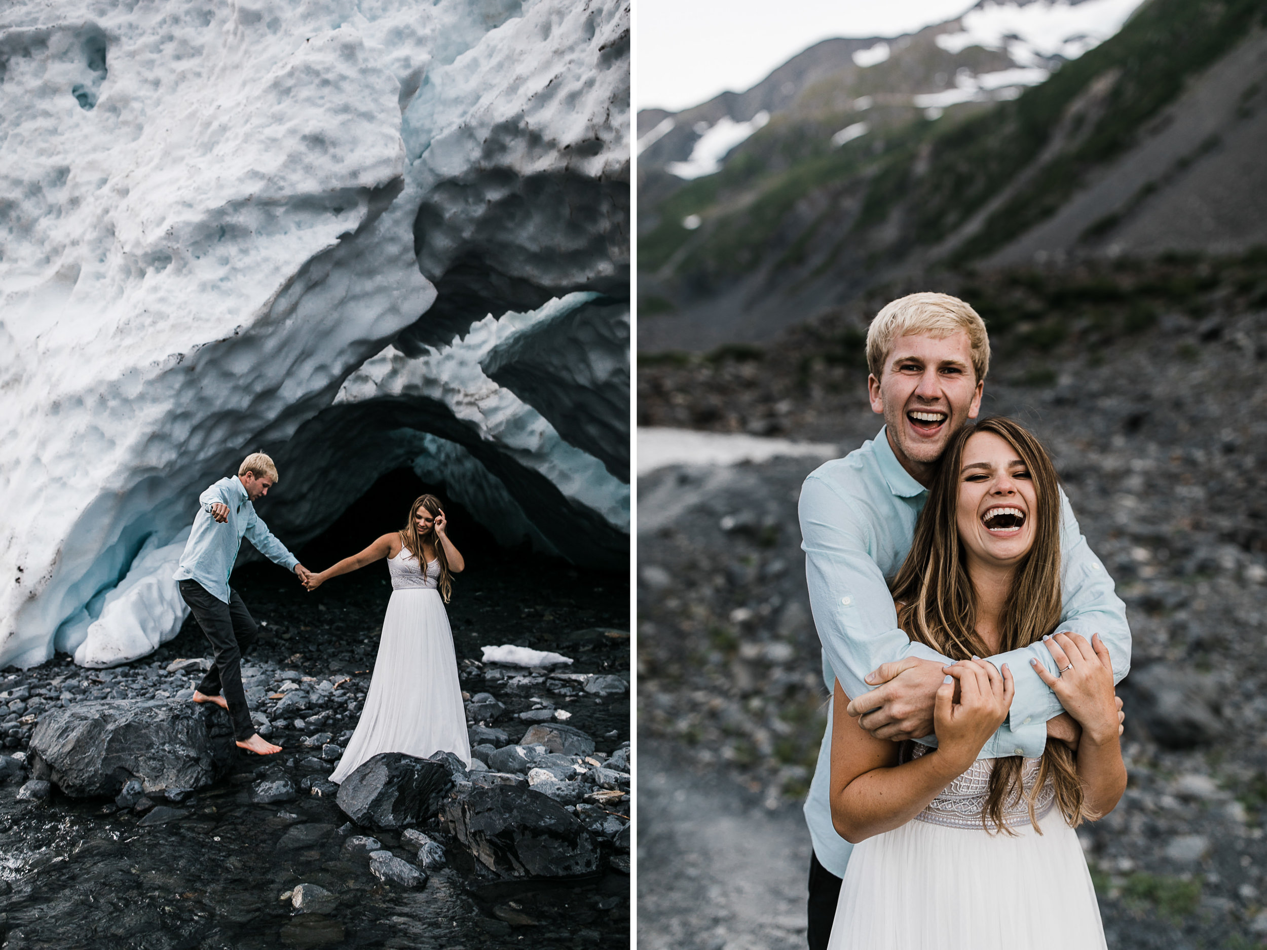 adventurous glacier engagement session near girdwood | alaska elopement photographer | glacier wedding inspiration | the hearnes adventure photography | www.thehearnes.com