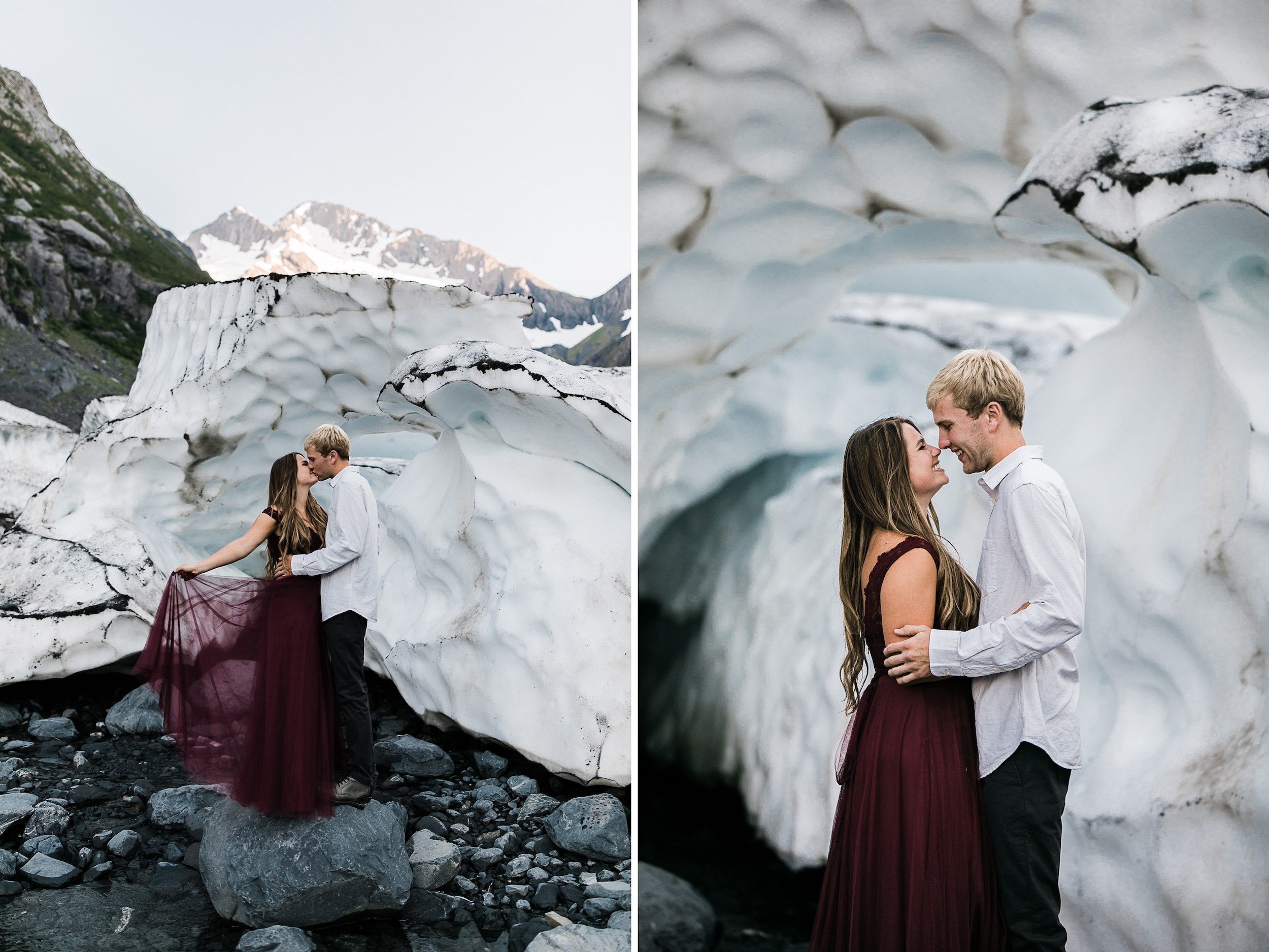 adventurous glacier engagement session near girdwood | alaska elopement photographer | glacier wedding inspiration | the hearnes adventure photography | www.thehearnes.com