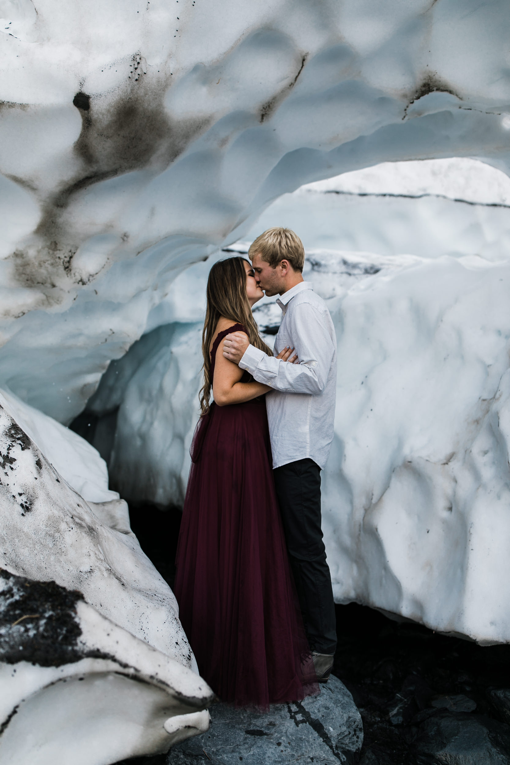 adventurous glacier engagement session near girdwood | alaska elopement photographer | glacier wedding inspiration | the hearnes adventure photography | www.thehearnes.com