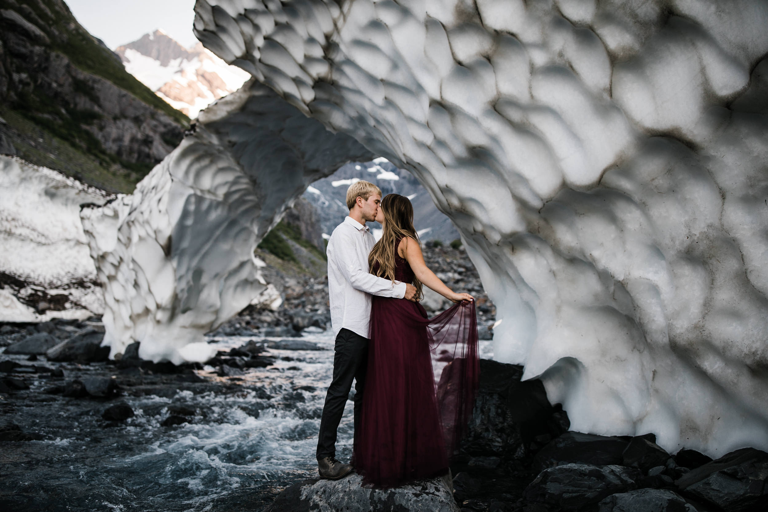 adventurous glacier engagement session near girdwood | alaska elopement photographer | glacier wedding inspiration | the hearnes adventure photography | www.thehearnes.com