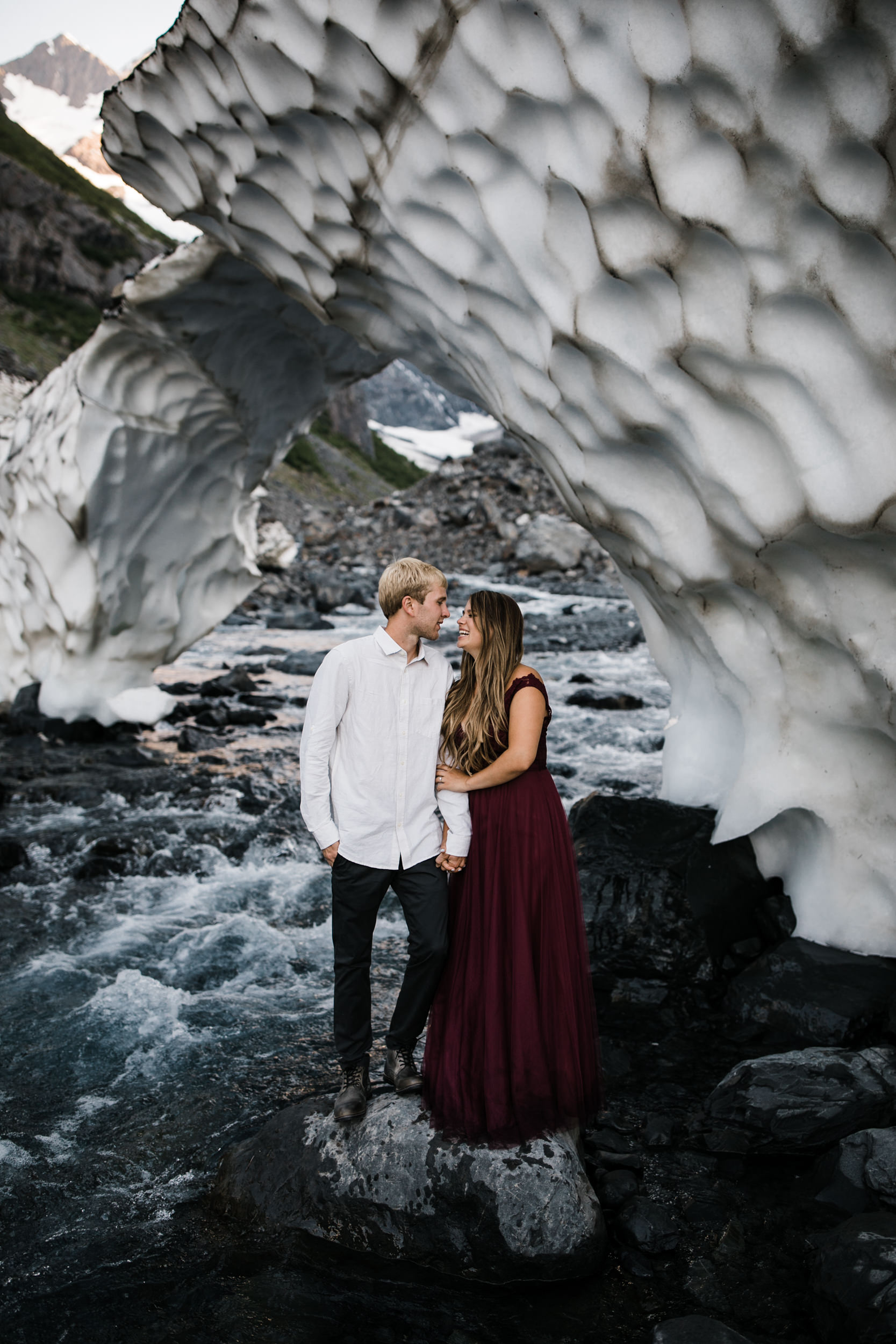 adventurous glacier engagement session near girdwood | alaska elopement photographer | glacier wedding inspiration | the hearnes adventure photography | www.thehearnes.com