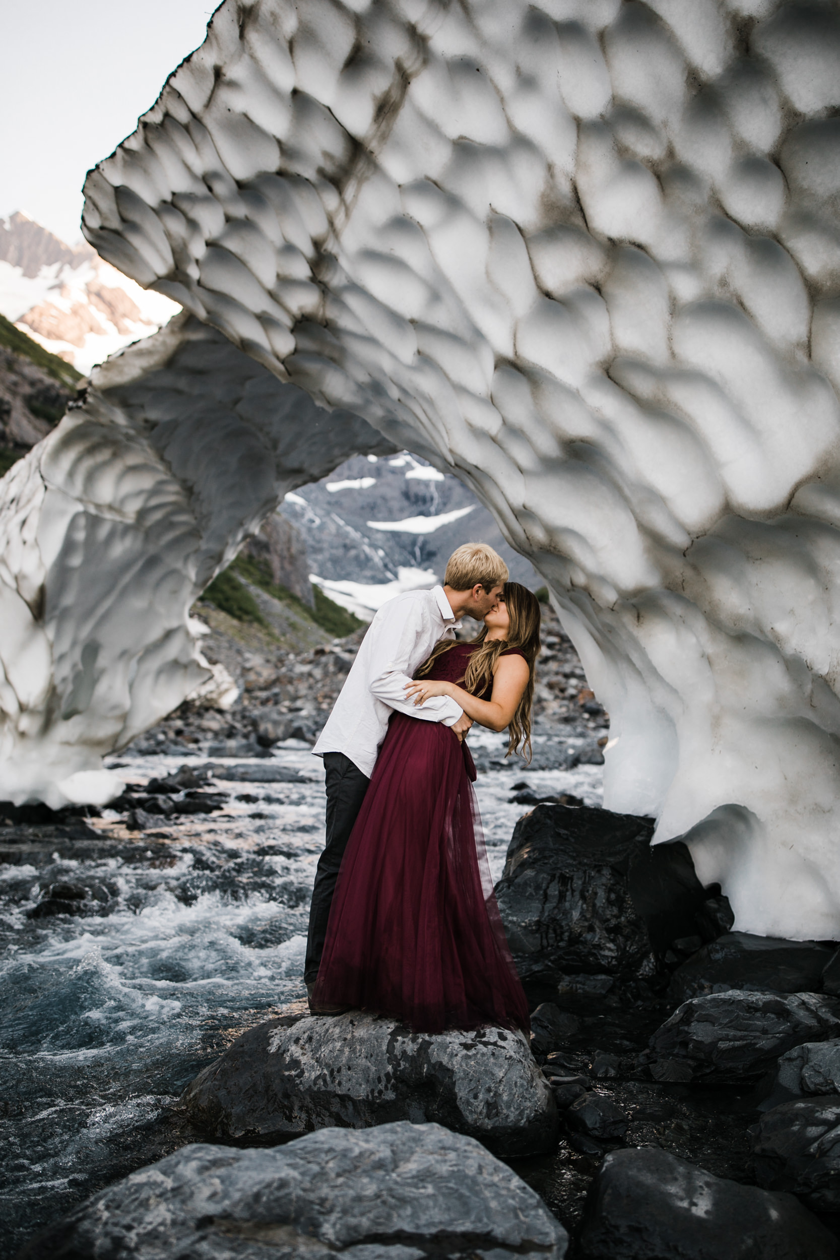 adventurous glacier engagement session near girdwood | alaska elopement photographer | glacier wedding inspiration | the hearnes adventure photography | www.thehearnes.com