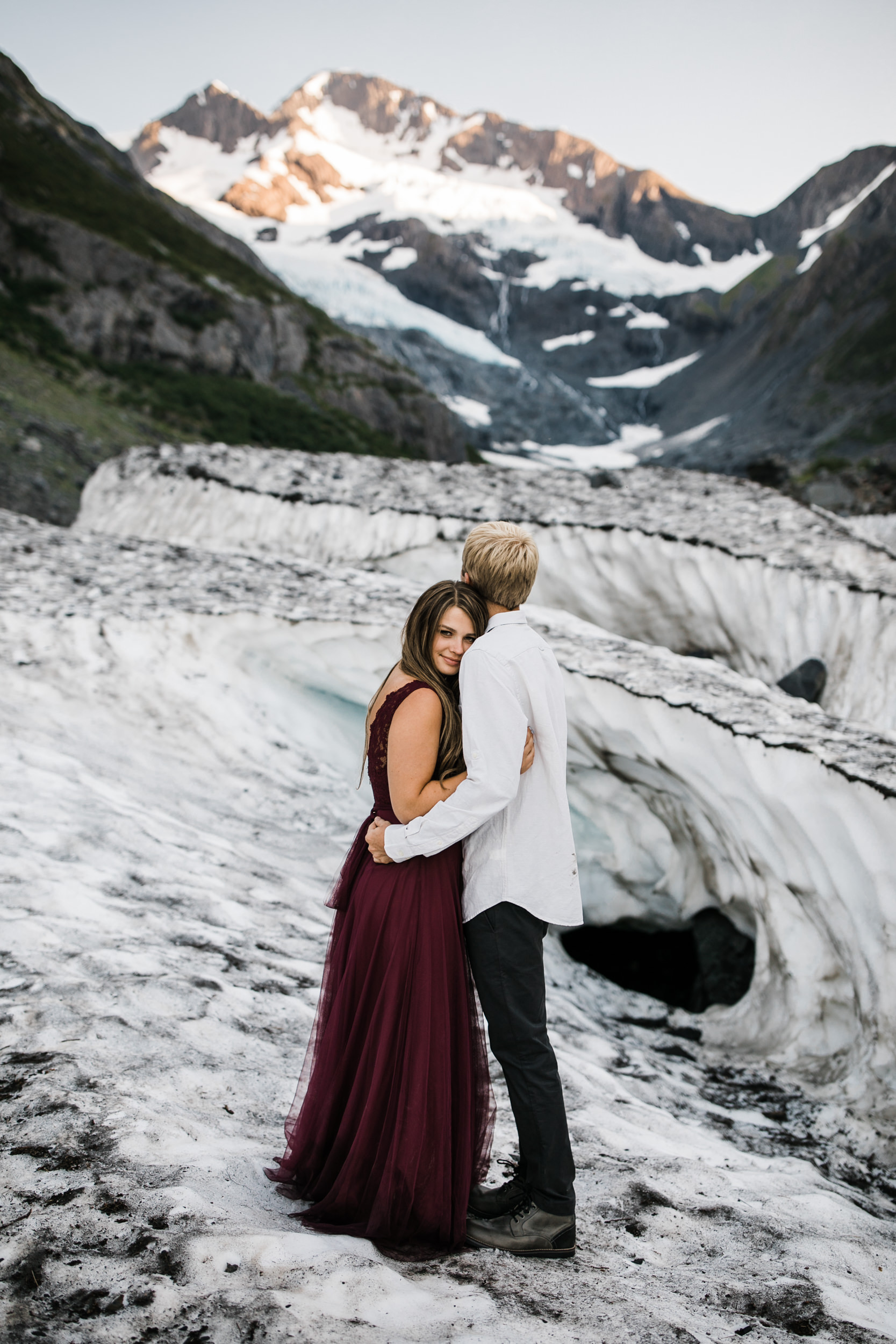 adventurous glacier engagement session near girdwood | alaska elopement photographer | glacier wedding inspiration | the hearnes adventure photography | www.thehearnes.com