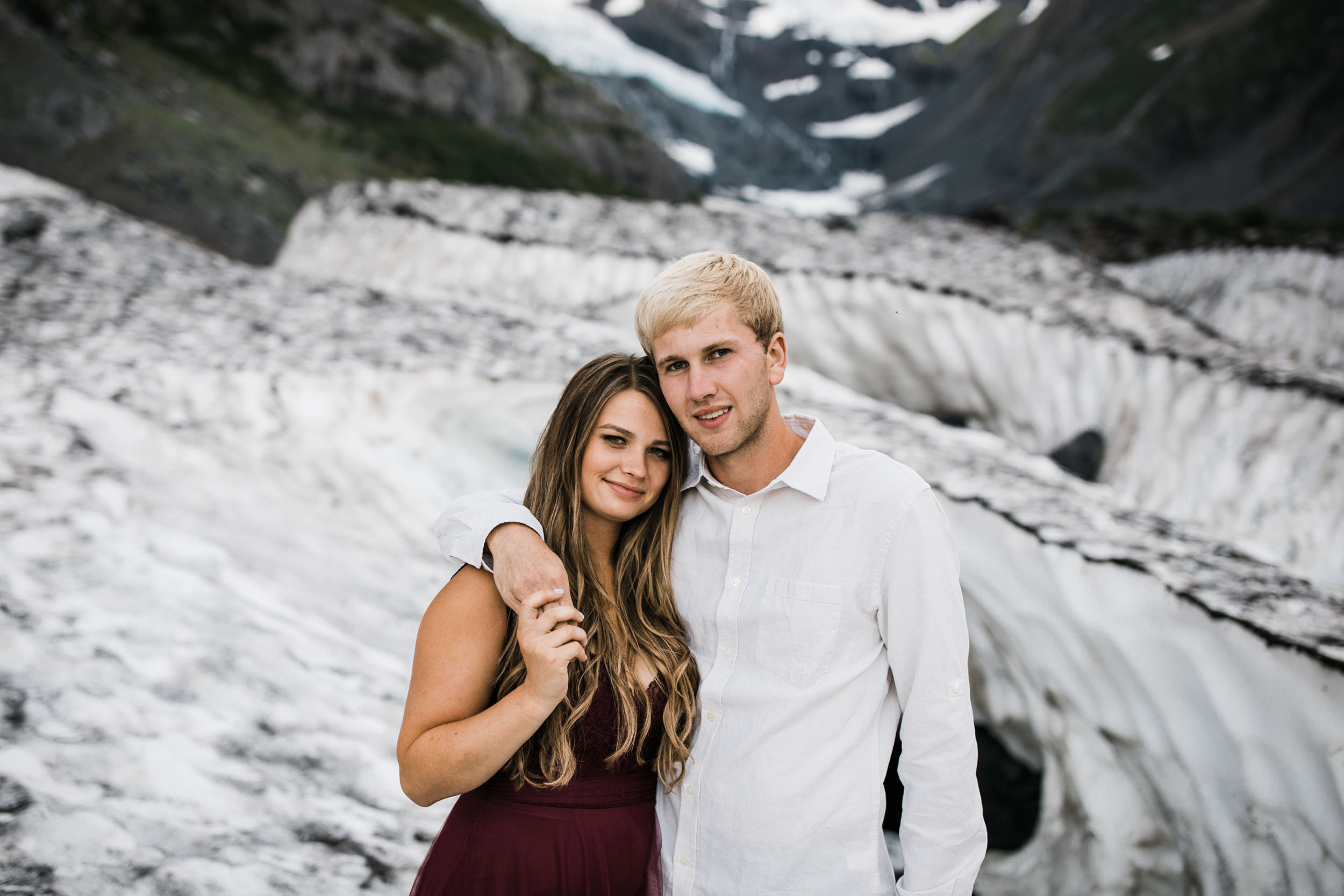 adventurous glacier engagement session near girdwood | alaska elopement photographer | glacier wedding inspiration | the hearnes adventure photography | www.thehearnes.com