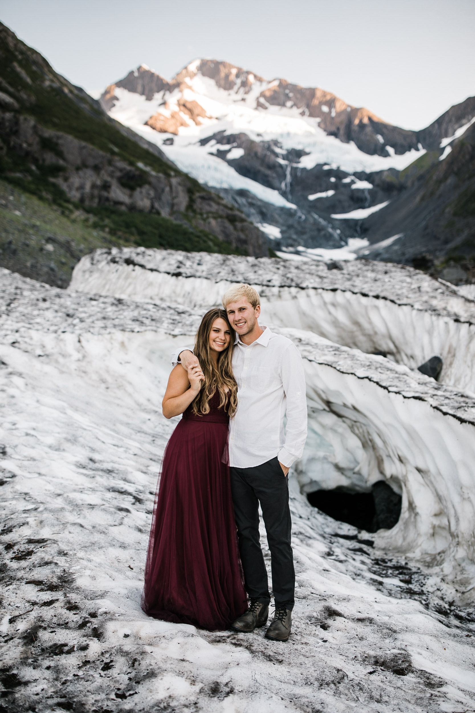 adventurous glacier engagement session near girdwood | alaska elopement photographer | glacier wedding inspiration | the hearnes adventure photography | www.thehearnes.com