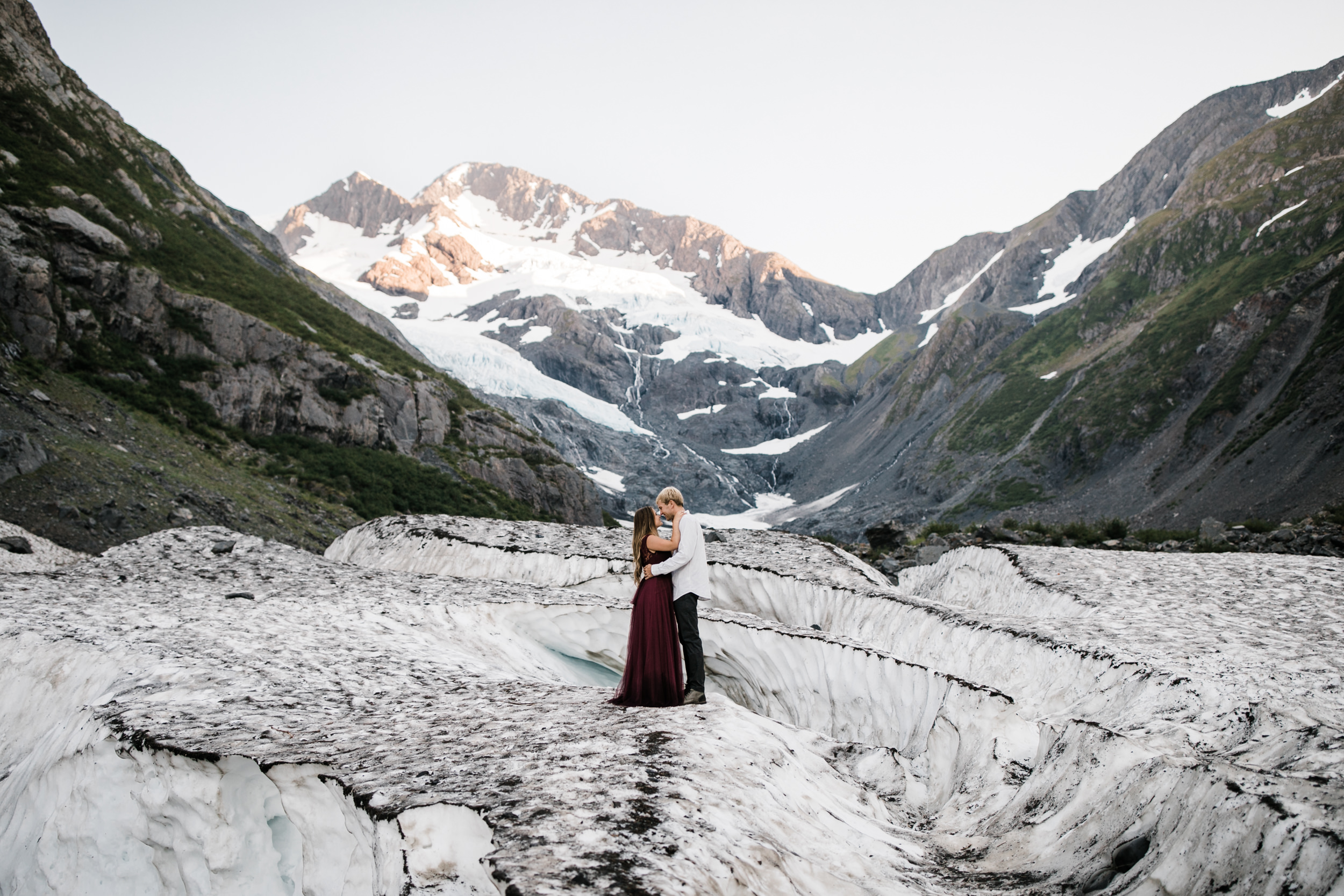 adventurous glacier engagement session near girdwood | alaska elopement photographer | glacier wedding inspiration | the hearnes adventure photography | www.thehearnes.com