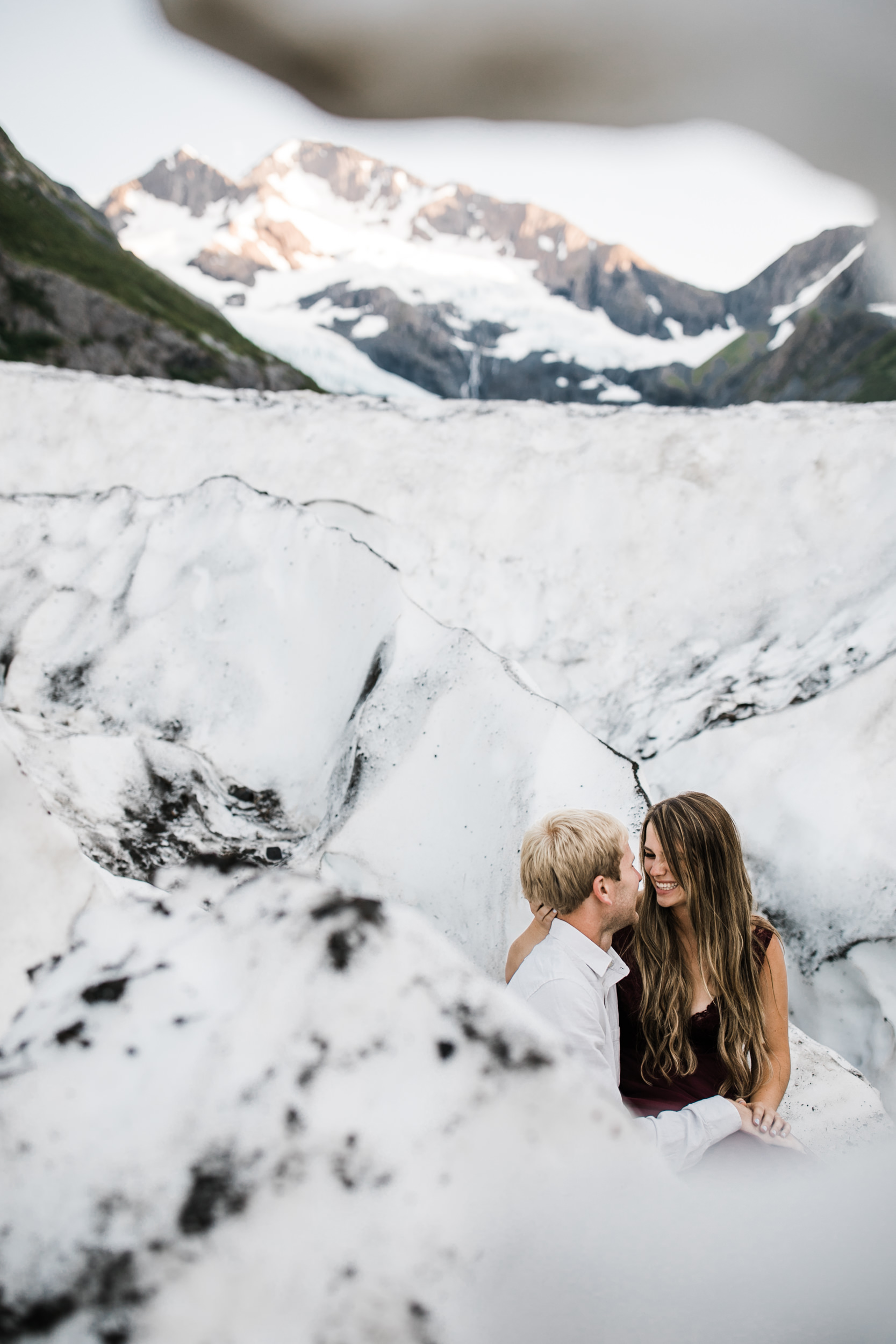 adventurous glacier engagement session near girdwood | alaska elopement photographer | glacier wedding inspiration | the hearnes adventure photography | www.thehearnes.com