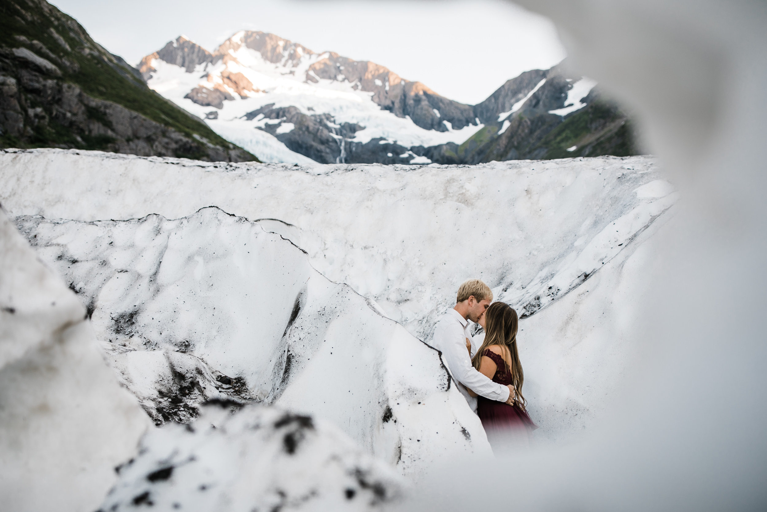 adventurous glacier engagement session near girdwood | alaska elopement photographer | glacier wedding inspiration | the hearnes adventure photography | www.thehearnes.com