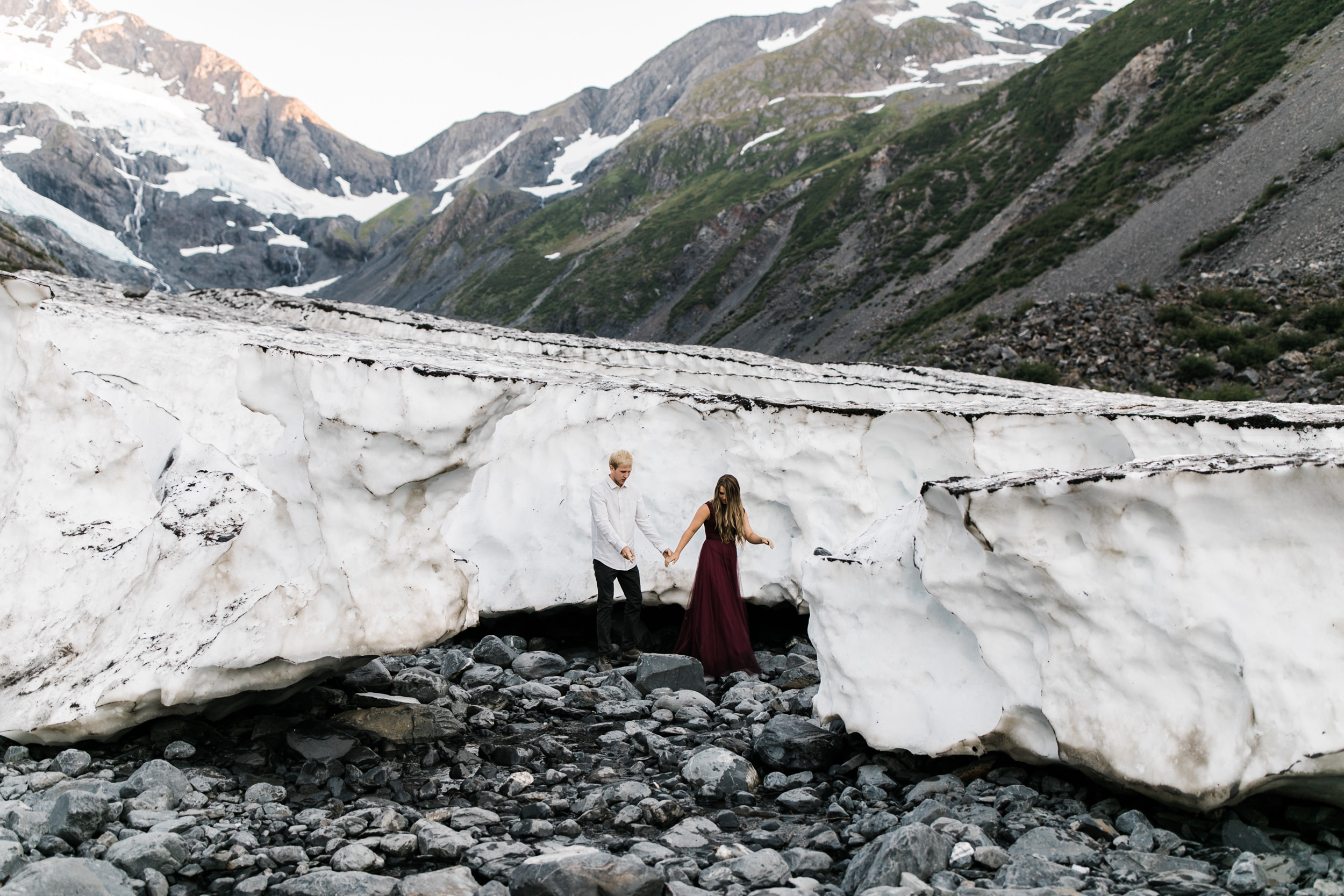 adventurous glacier engagement session near girdwood | alaska elopement photographer | glacier wedding inspiration | the hearnes adventure photography | www.thehearnes.com