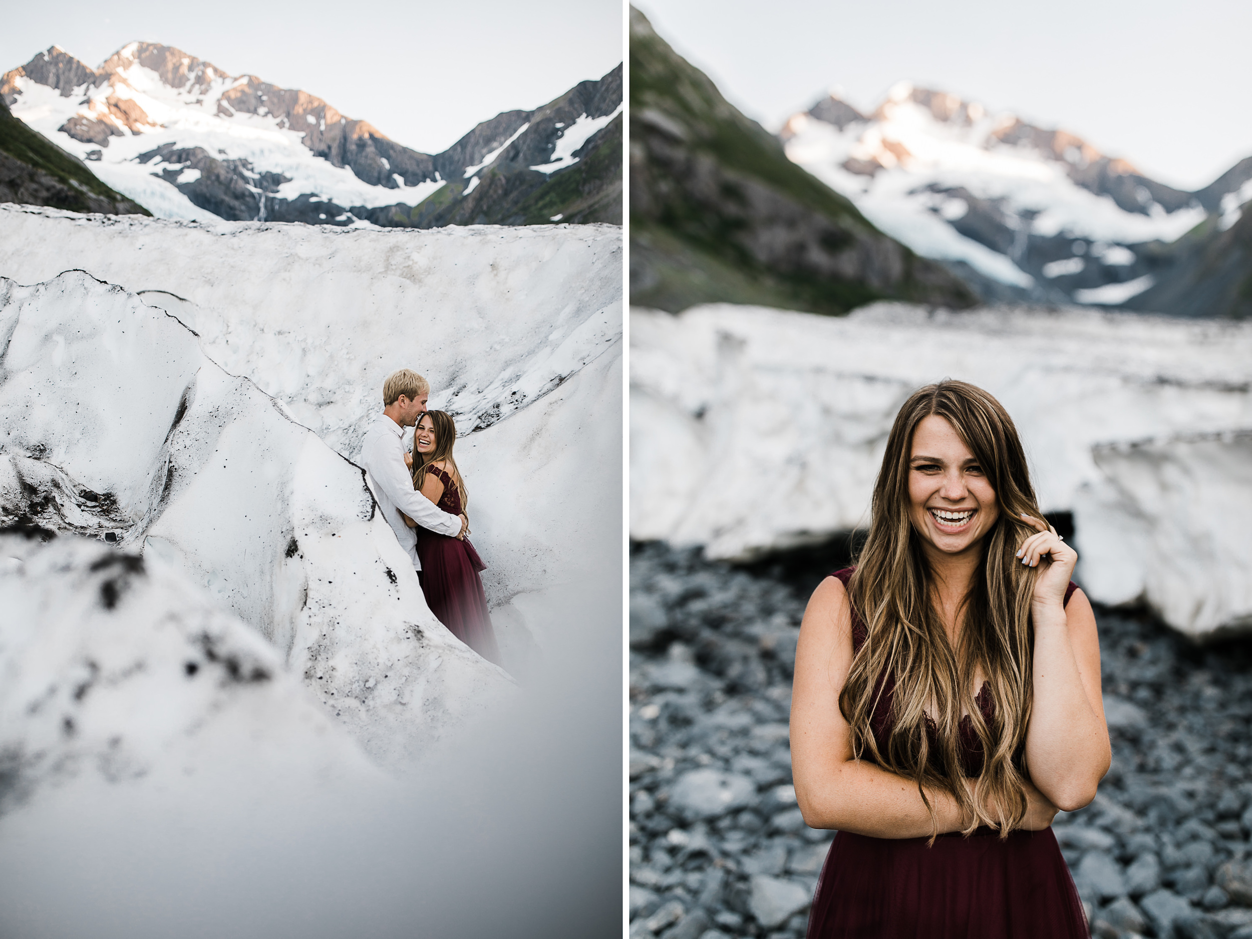 adventurous glacier engagement session near girdwood | alaska elopement photographer | glacier wedding inspiration | the hearnes adventure photography | www.thehearnes.com