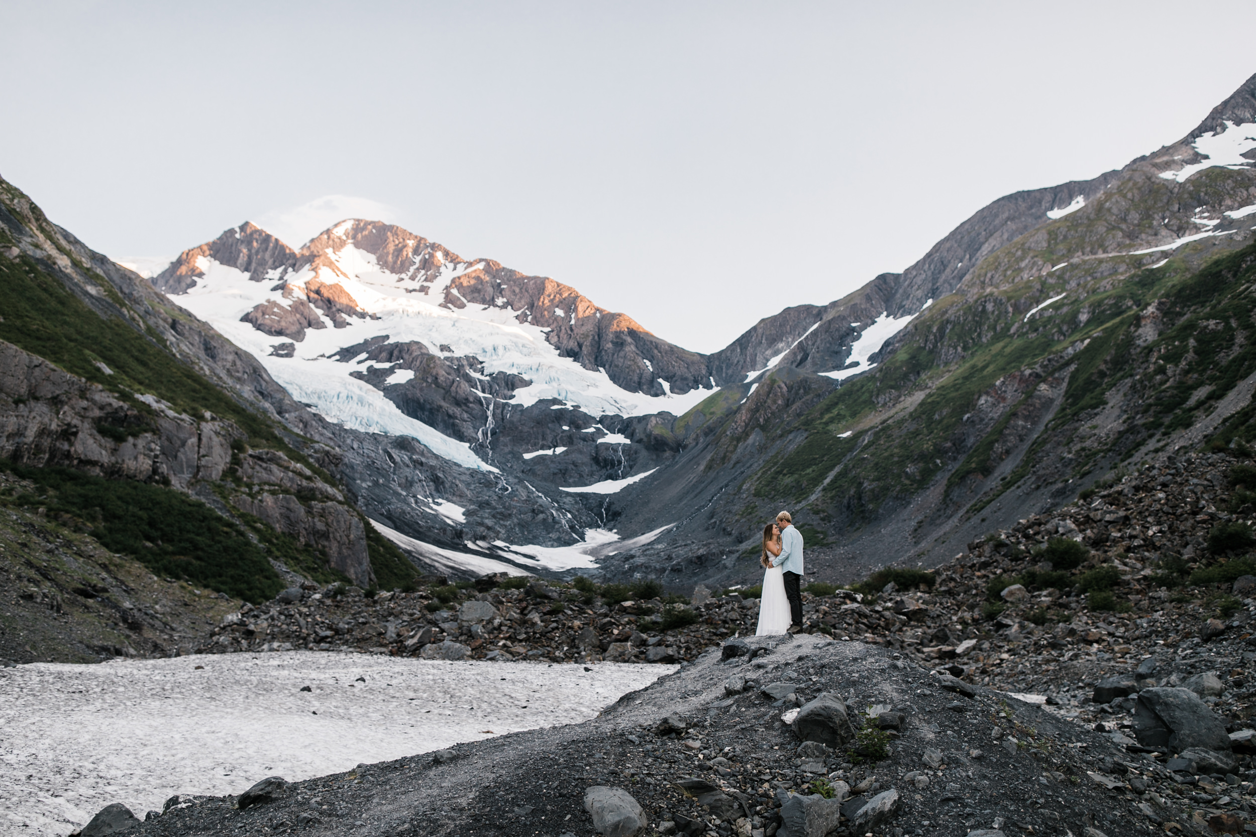 adventurous glacier engagement session near girdwood | alaska elopement photographer | glacier wedding inspiration | the hearnes adventure photography | www.thehearnes.com