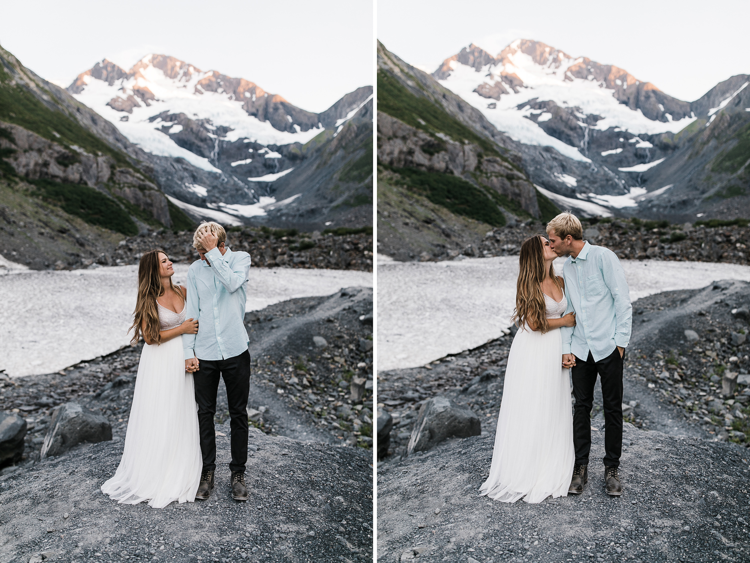 adventurous glacier engagement session near girdwood | alaska elopement photographer | glacier wedding inspiration | the hearnes adventure photography | www.thehearnes.com