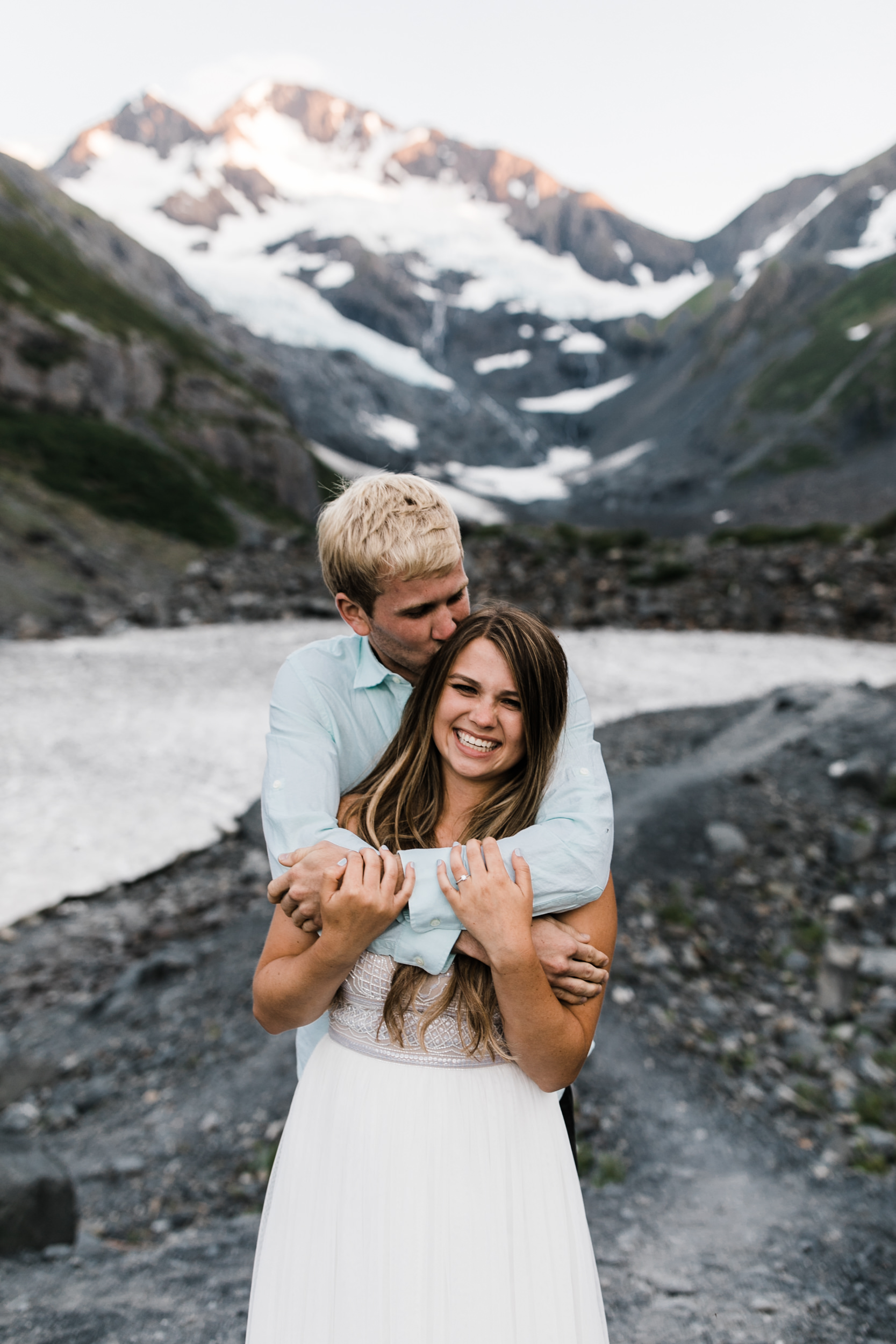 adventurous glacier engagement session near girdwood | alaska elopement photographer | glacier wedding inspiration | the hearnes adventure photography | www.thehearnes.com