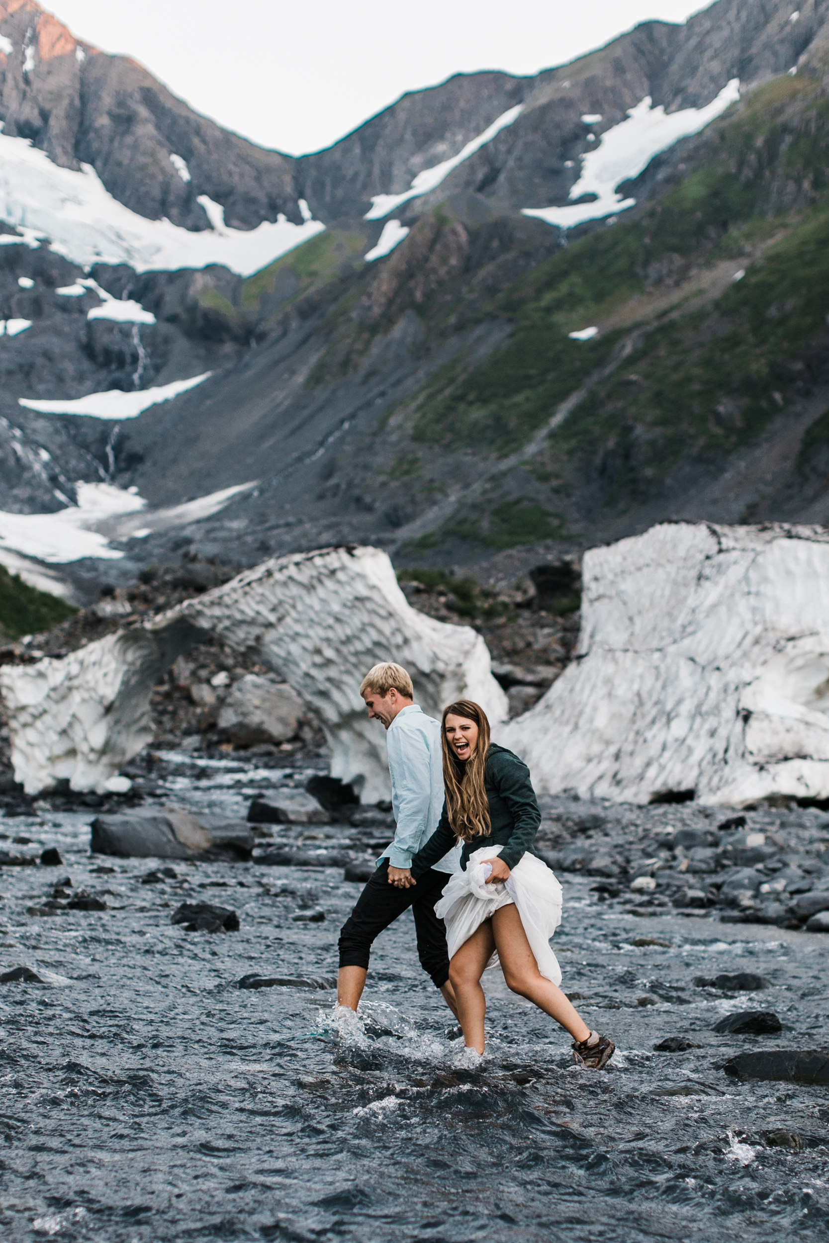 adventurous glacier engagement session near girdwood | alaska elopement photographer | glacier wedding inspiration | the hearnes adventure photography | www.thehearnes.com