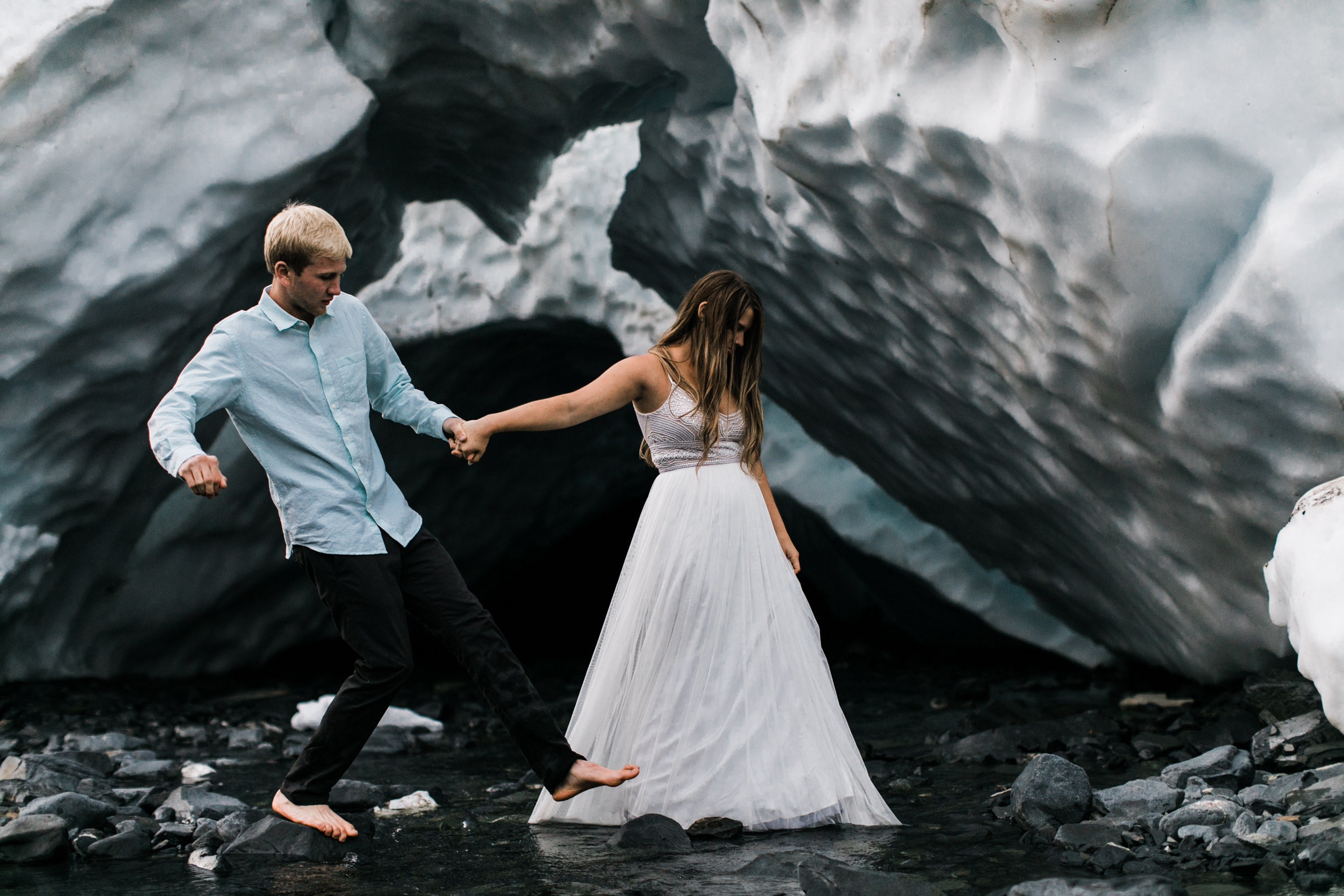 adventurous glacier engagement session near girdwood | alaska elopement photographer | glacier wedding inspiration | the hearnes adventure photography | www.thehearnes.com