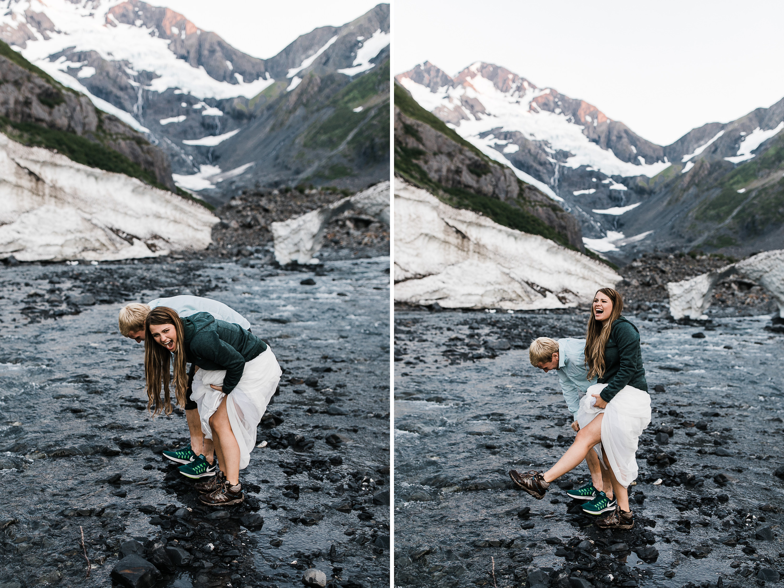 adventurous glacier engagement session near girdwood | alaska elopement photographer | glacier wedding inspiration | the hearnes adventure photography | www.thehearnes.com