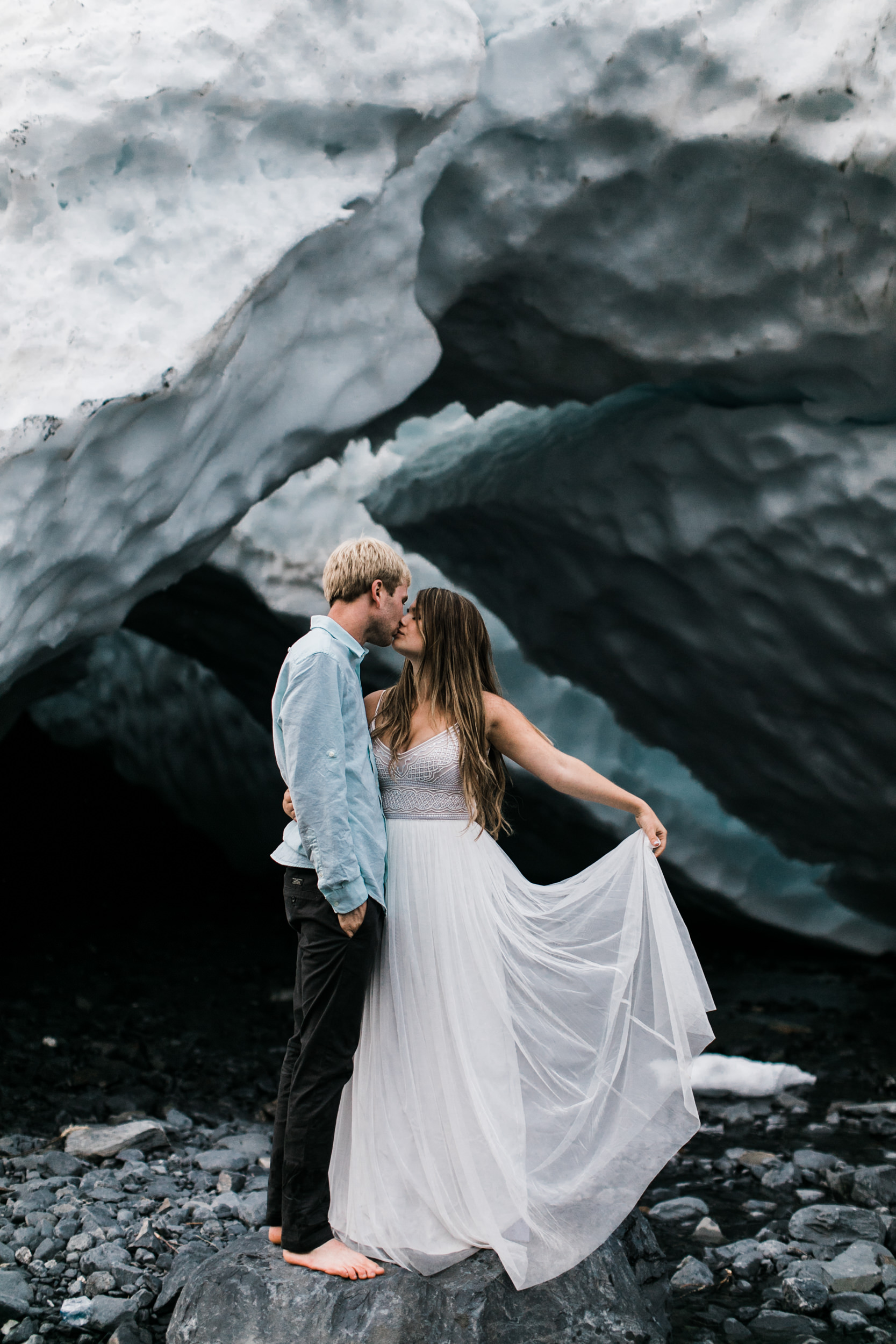 adventurous glacier engagement session near girdwood | alaska elopement photographer | glacier wedding inspiration | the hearnes adventure photography | www.thehearnes.com